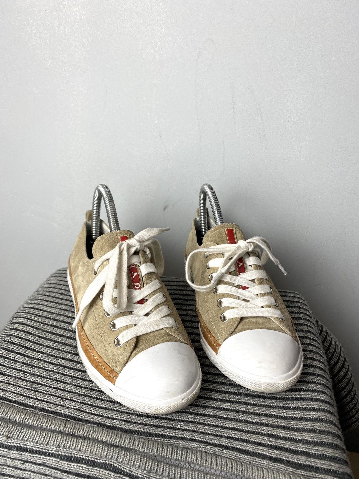 Prada Suede Prada Low Top Sneakers Red Tab Shoes Size US 6 / IT 36 - 7 Thumbnail