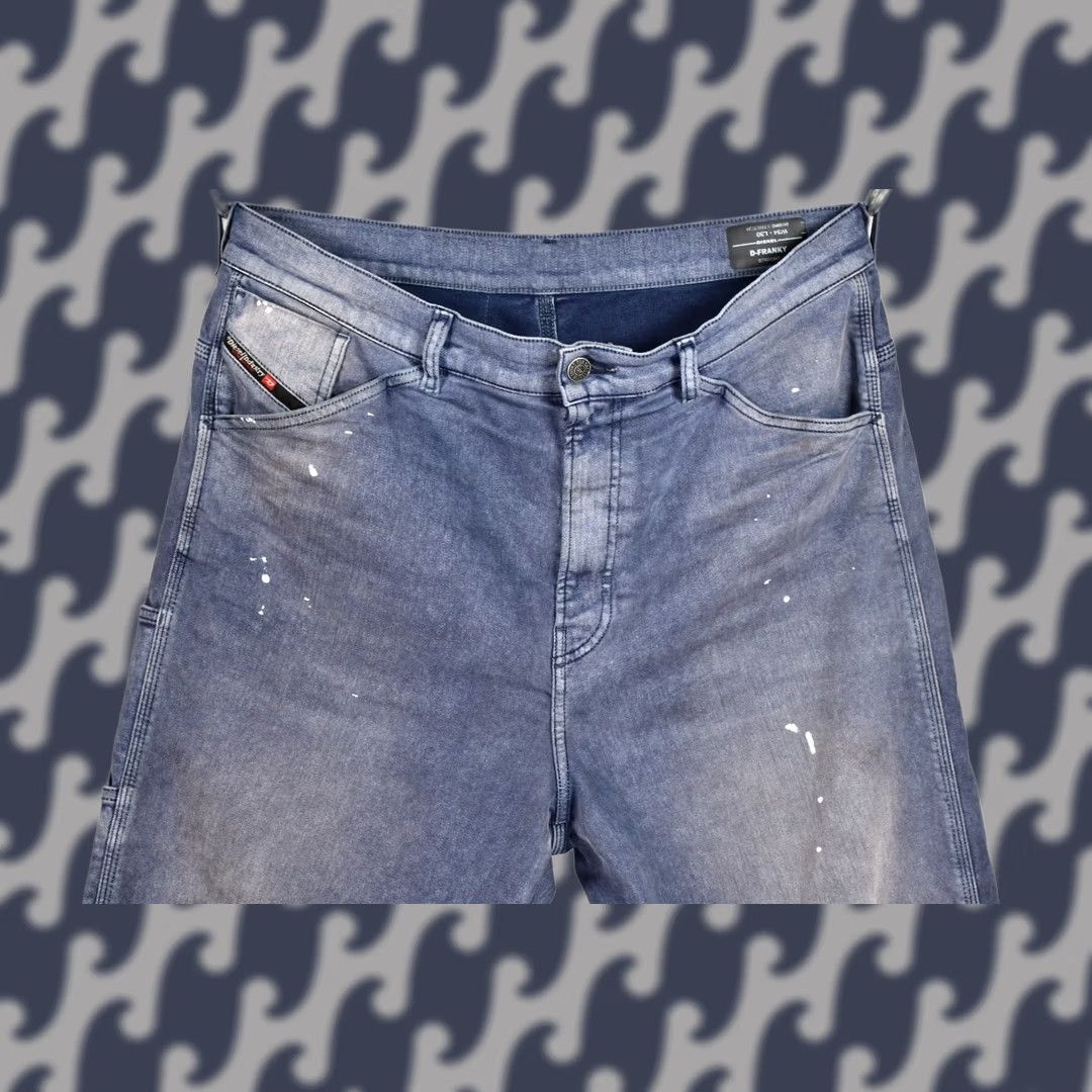 Diesel Diesel D-Franky 009MC Straight Jeans Men W34 L30 Blue Distressed 98% Cotton 2% Elastane Regular Brand Diesel Jeans Men XS Size US 34 / EU 50 - 1 Thumbnail