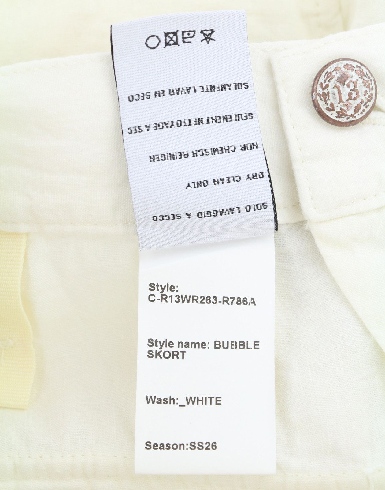 R13 BUBBLE SKORT 28 White Linen Patch Pocket Shorts 90034 Size 28" / US 6 / IT 42 - 8 Thumbnail