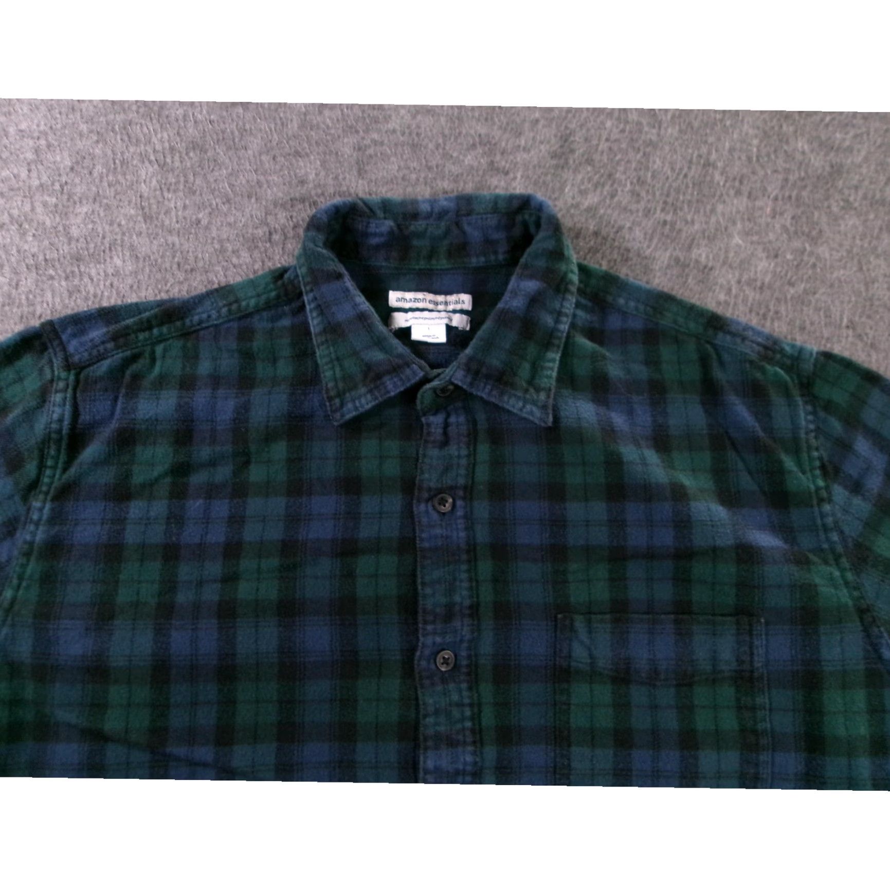 Essentials AMAZON ESSENTIALS Green Plaid Flannel Button-Up Shirt Men Large Classic Casual Size US L / EU 52-54 / 3 - 2 Thumbnail