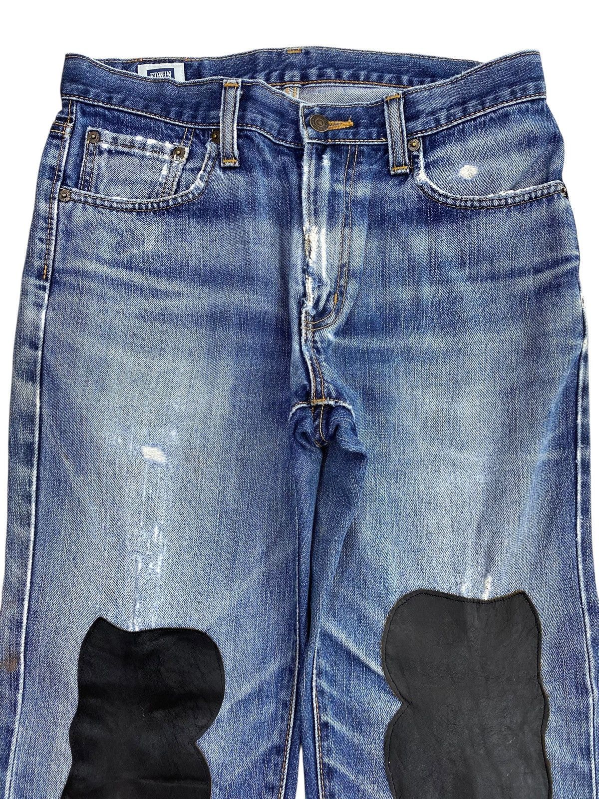Edwin Edwin Faded Blue Wash Style Patched Distress Loose Jeans Size US 32 / EU 48 - 2 Thumbnail