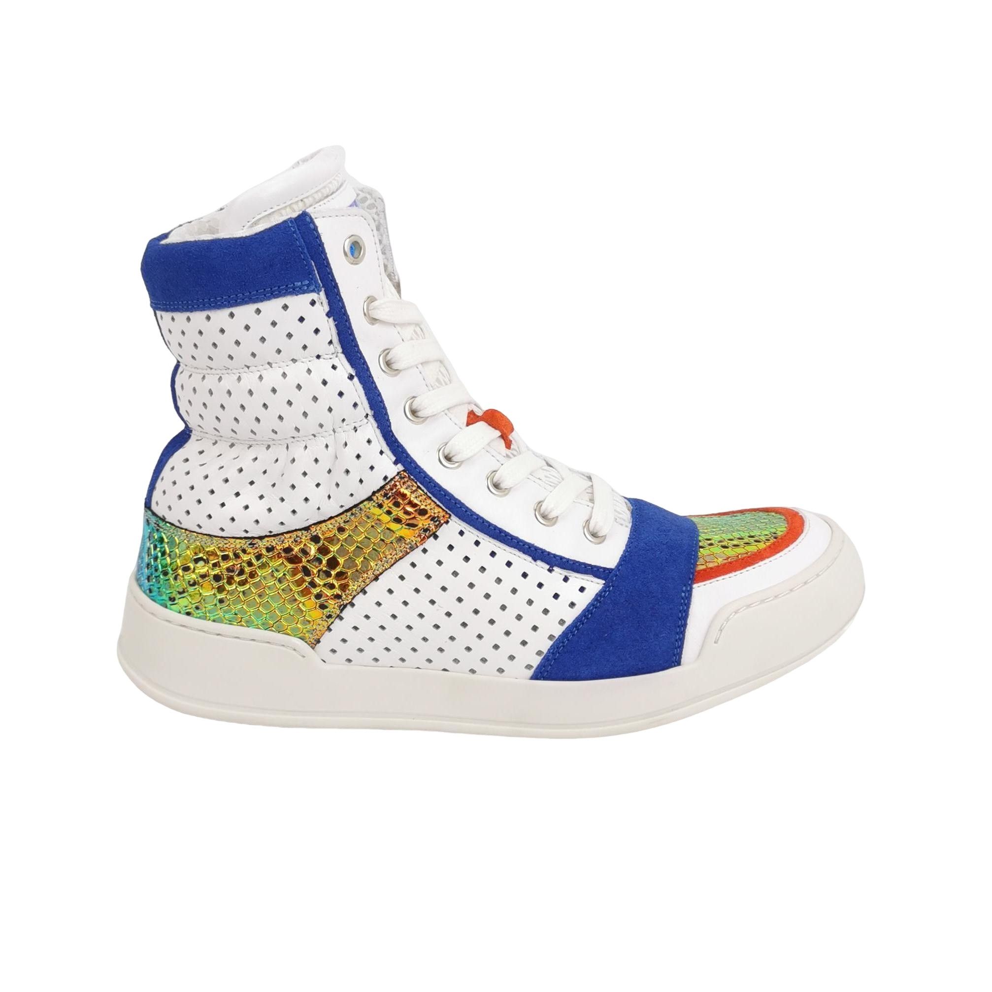 Balmain Balmain Panelled Metallic High Top Sneakers 39 Size US 6 / EU 39 - 1 Thumbnail