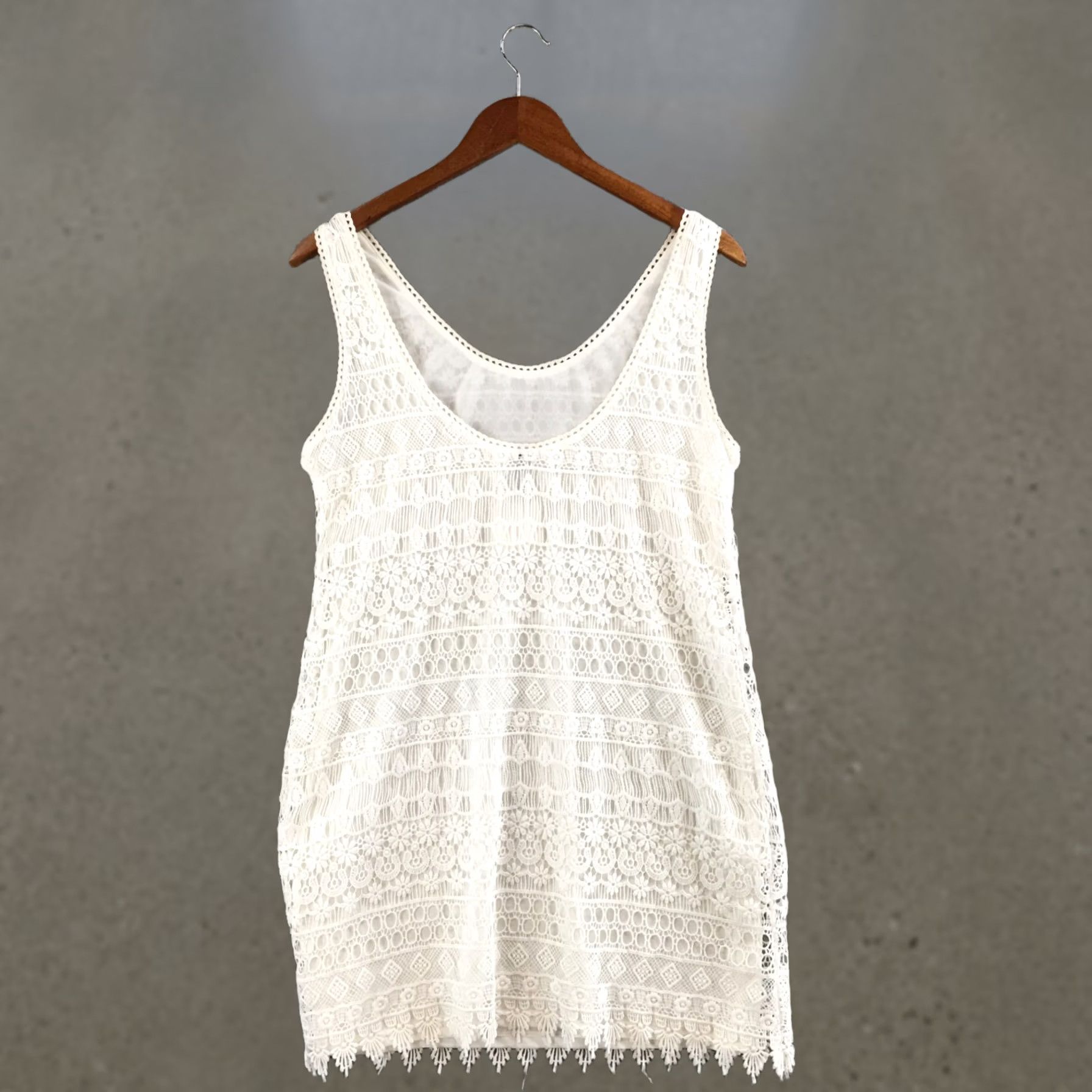 H&M H&M Crochet Mini Cover-Up Dress Womens 12 Sleeveless Scoop Neck Sheer White NEW Size XL / US 12-14 / IT 48-50 - 1 Thumbnail