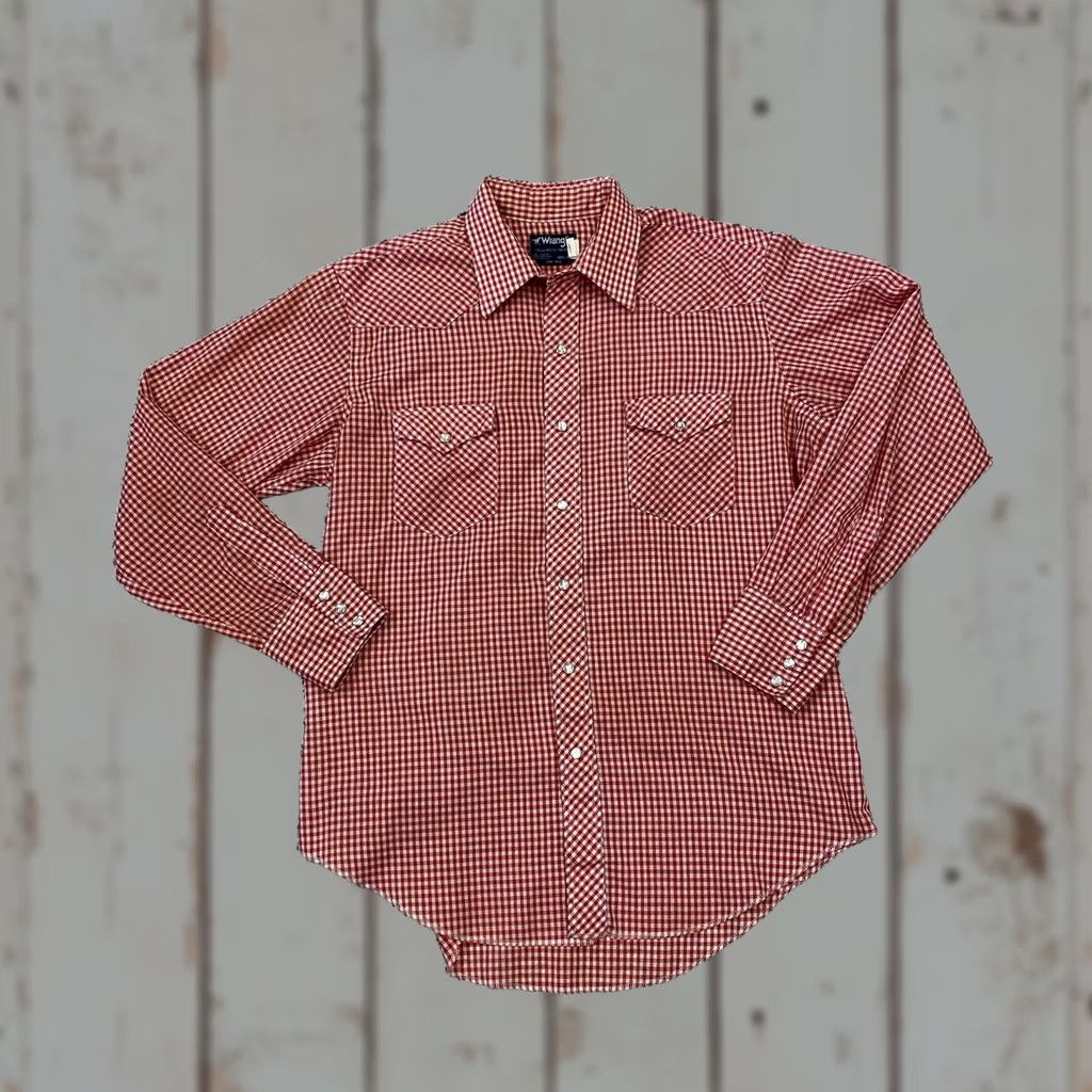 Wrangler VINTAGE Wrangler Red Plaid Shirt Pearl Snap Regular Fit USA Mens 16.5/34 Button-Up Size US XL / EU 56 / 4 - 1 Thumbnail
