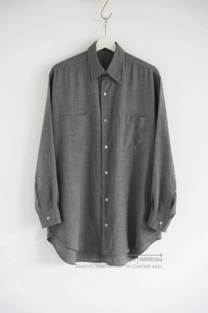 Yohji Yamamoto Yohji Yamamoto size os 80s Scissor Collar Wool Grey Shirt Size US M / EU 48-50 / 2 - 1 Thumbnail