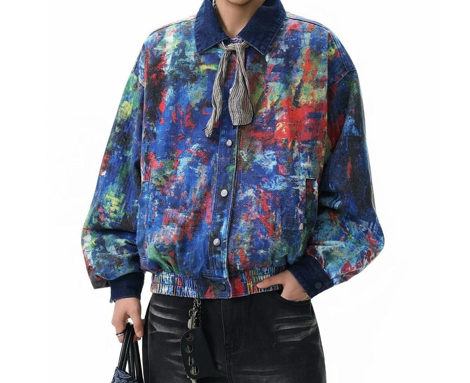 Other Graffiti Art Denim Jacket | Painted Boxy Wide Outerwear Size US M / EU 48-50 / 2 - 1 Thumbnail