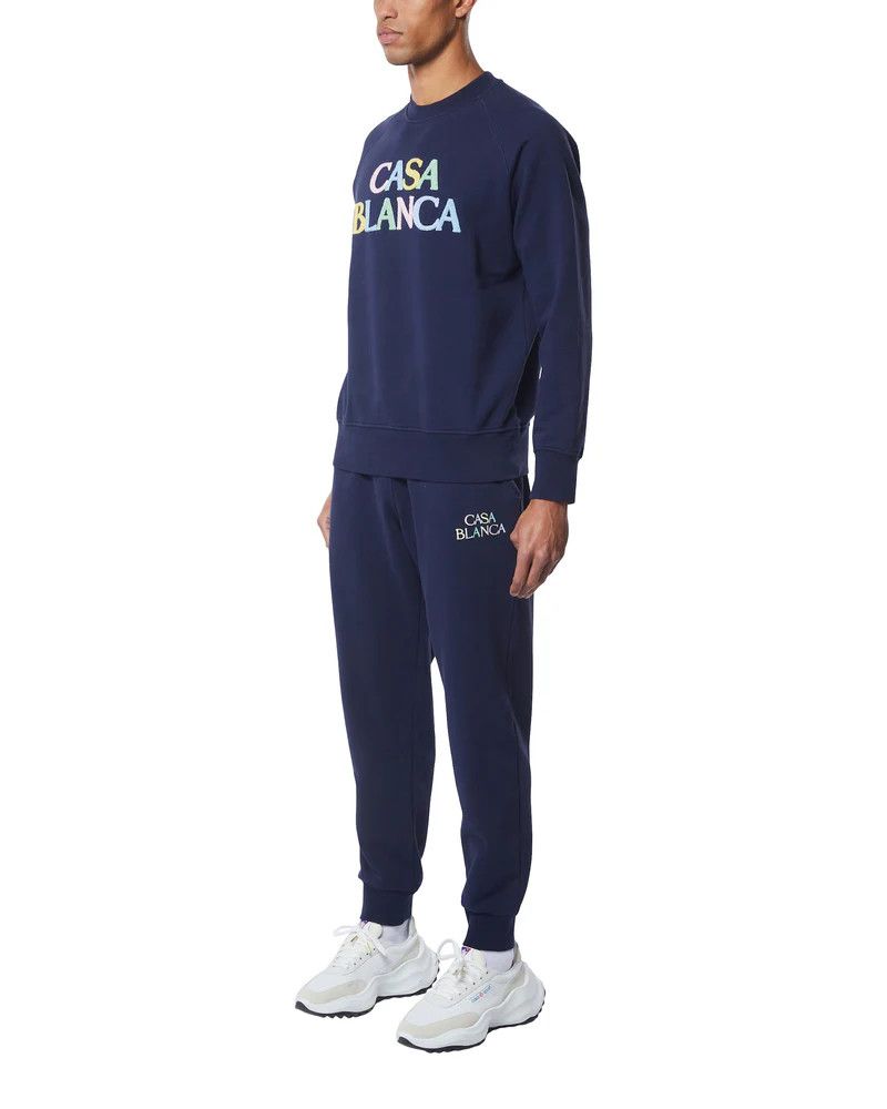 Casablanca Navy Embroidered Arch Logo Sweatpants Size US 36 / EU 52 - 3 Thumbnail