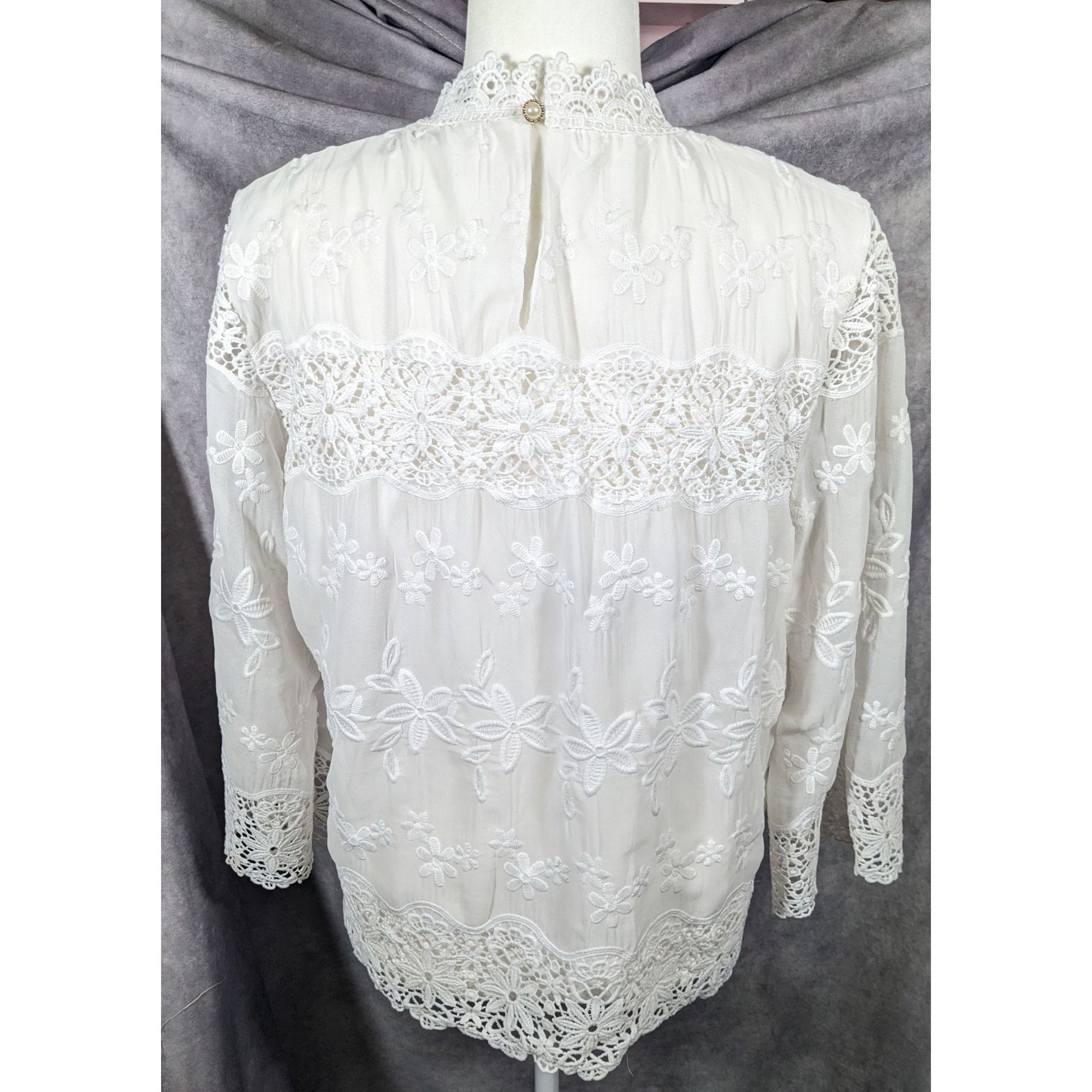 Other Lollipop White Floral Embroidered Vintage Style Top Size Med Size M / US 6-8 / IT 42-44 - 10 Thumbnail