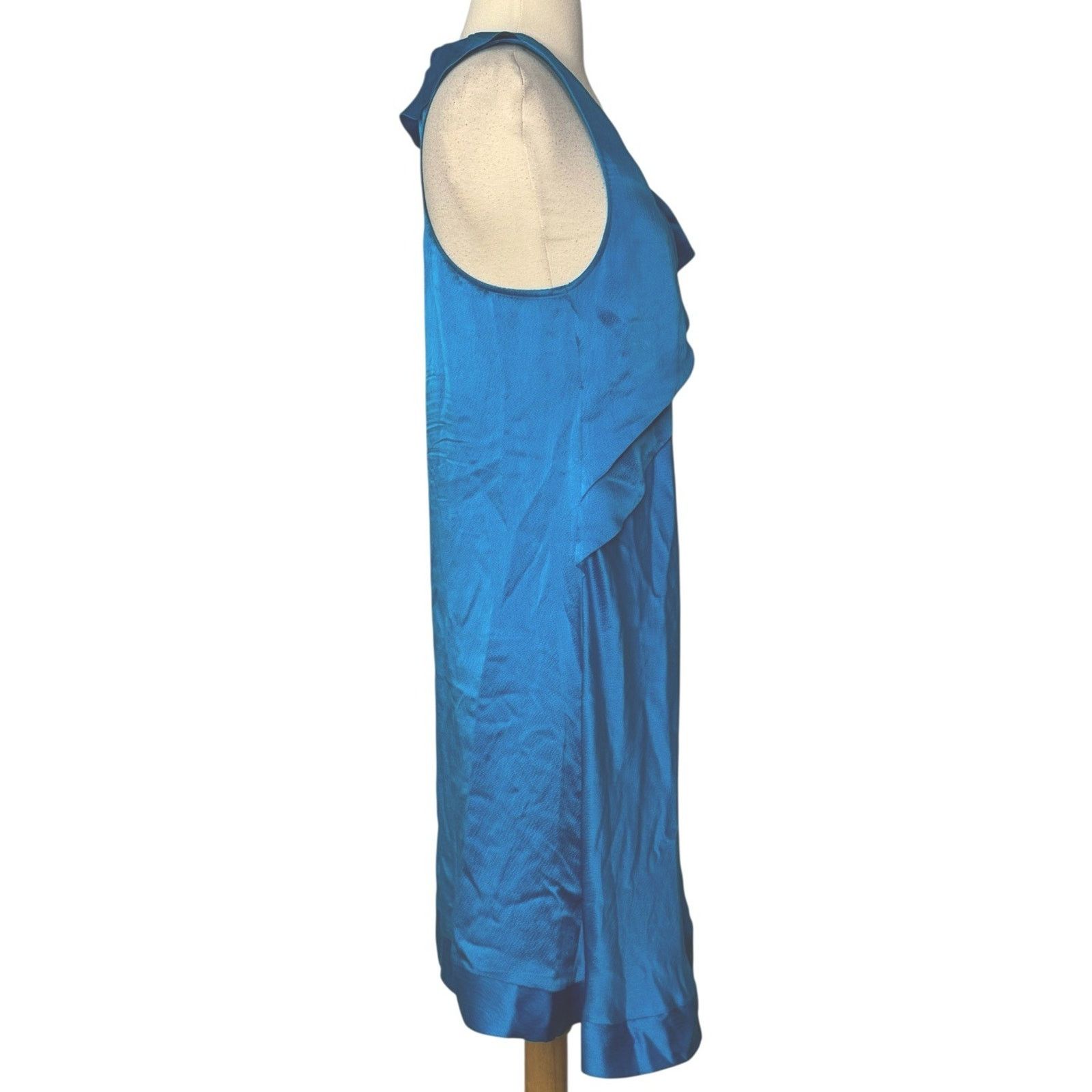 Anthropologie Anthropologie ALI RO Silk Turquoise Ruffle Mini Dress Halter Size M / US 6-8 / IT 42-44 - 6 Thumbnail