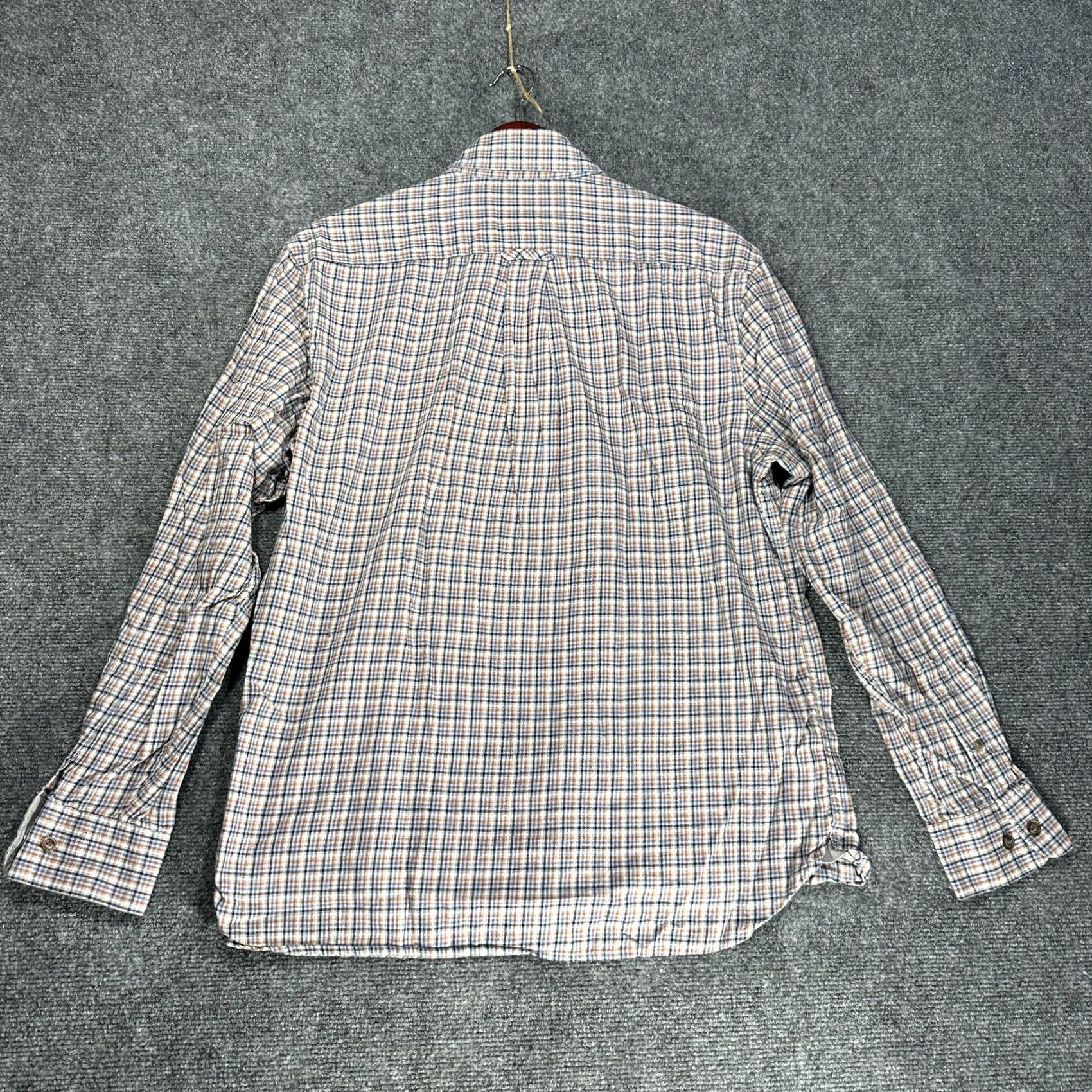 Jos. A. Bank Jos A Bank Shirt Mens Large Blue Tan Plaid Cotton Flannel Tailored Fit Pocket Buttons Size US L / EU 52-54 / 3 - 7 Thumbnail