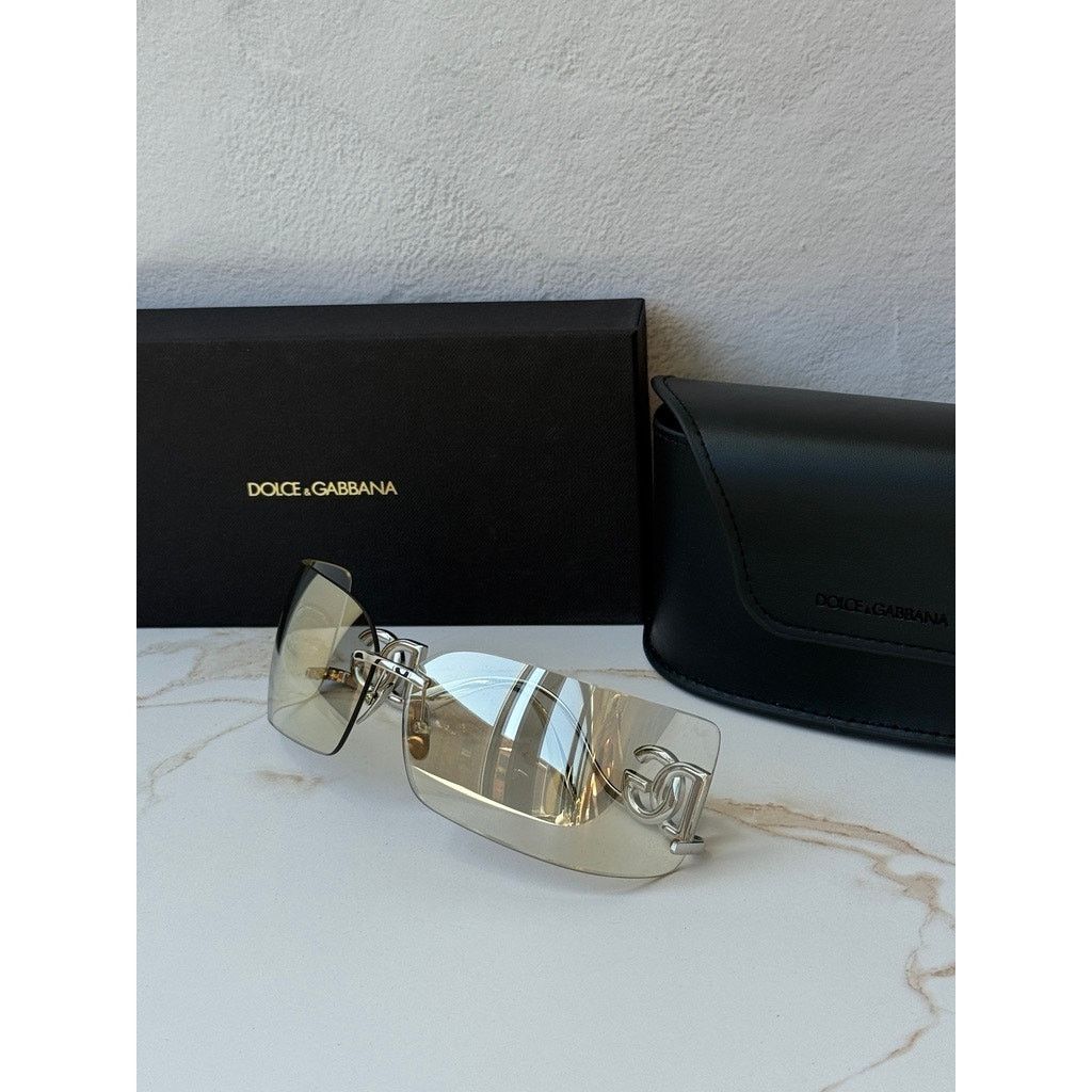 Dolce & Gabbana NEW Dolce Gabbana DG2319 Champagne Mirror Shield Sunglasses Size ONE SIZE - 2 Thumbnail