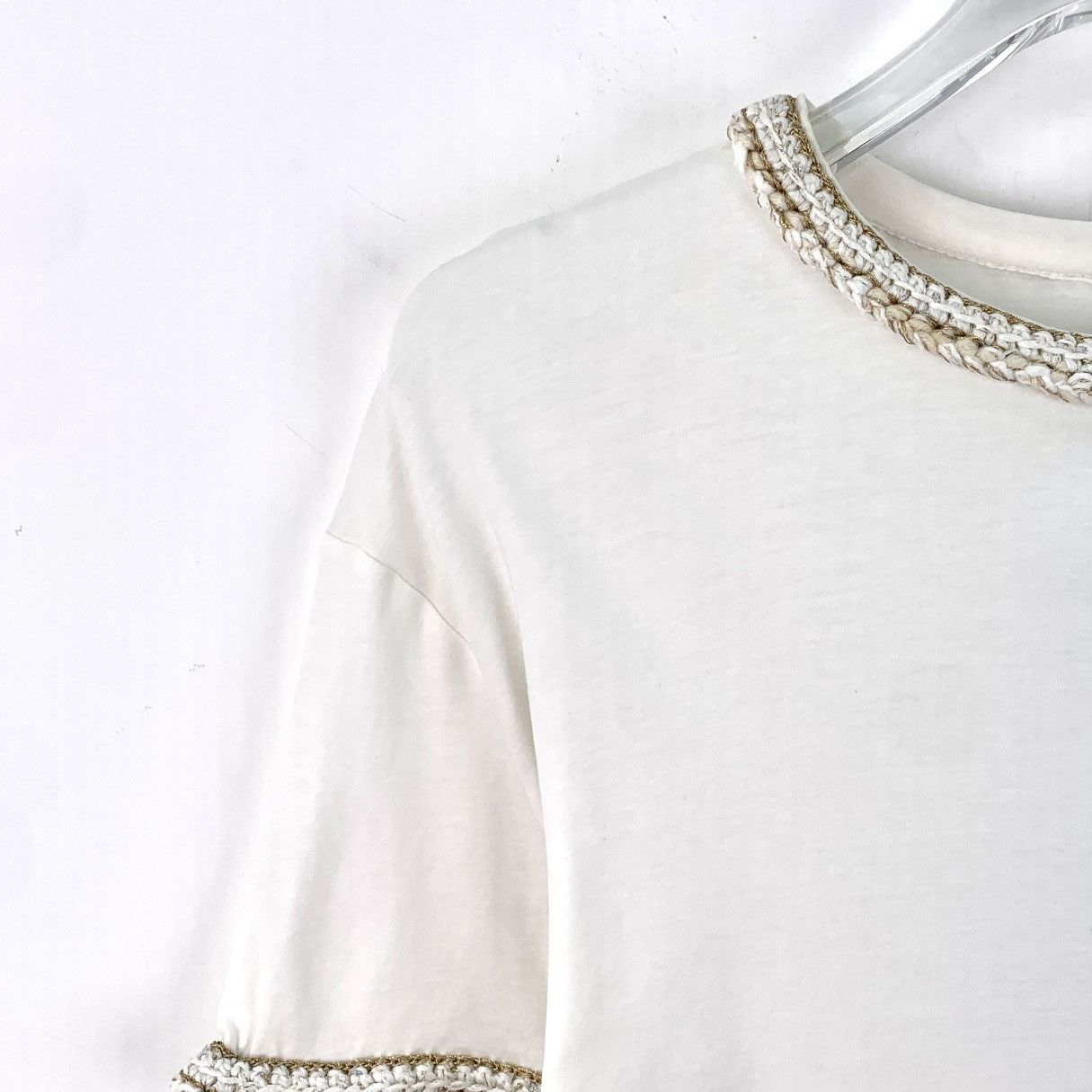 Chanel Chanel White Trim Woven Short Sleeve T-shirt K26WX Size XS / US 0-2 / IT 36-38 - 3 Thumbnail