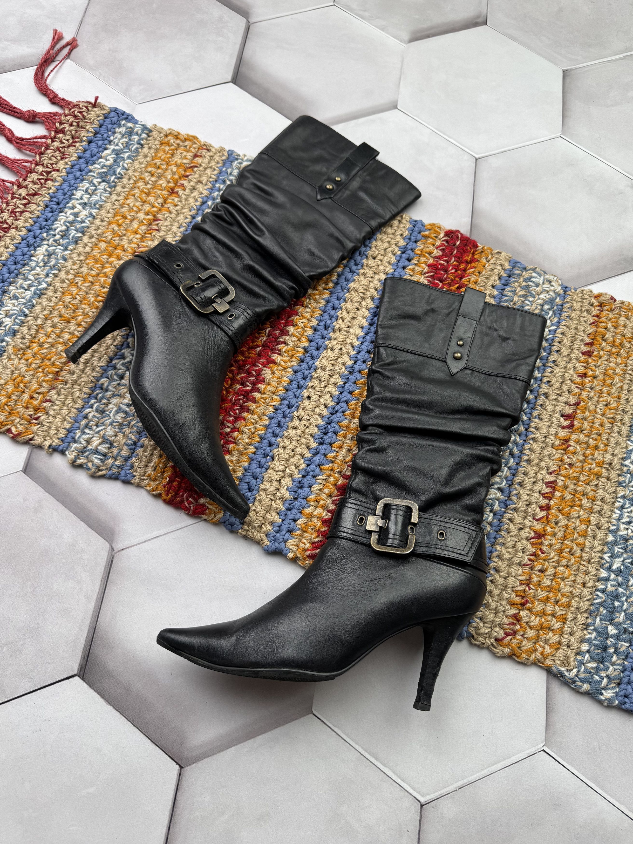 If Six Was Nine Vintage Leather Boots With Straps Size US 9 / IT 39 - 1 Thumbnail