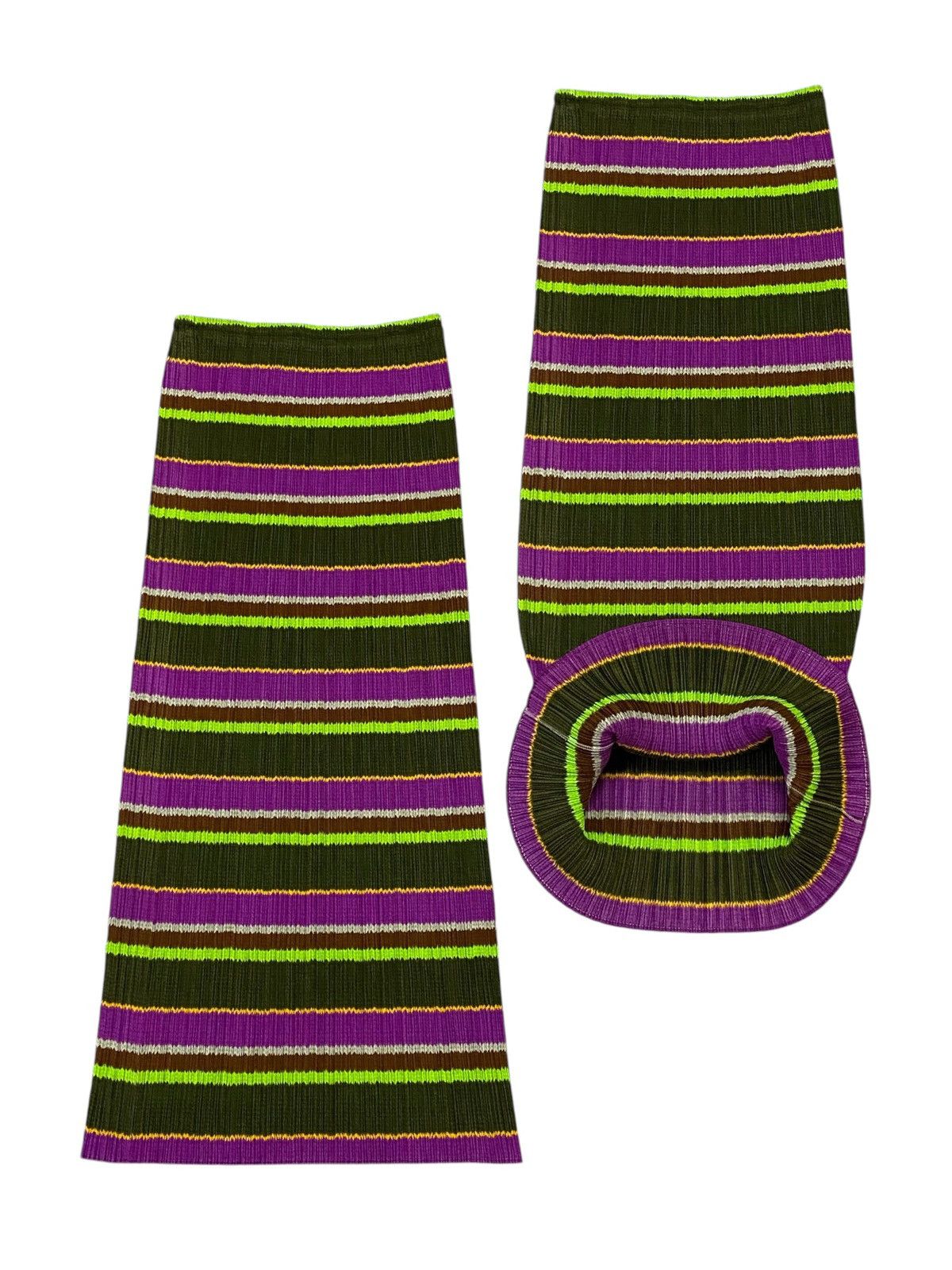 Issey Miyake × Pleats Please Issey Miyake Pleats Please Striped Multicolor Pleated Skirt Size 28" / US 6 / IT 42 - 1 Thumbnail