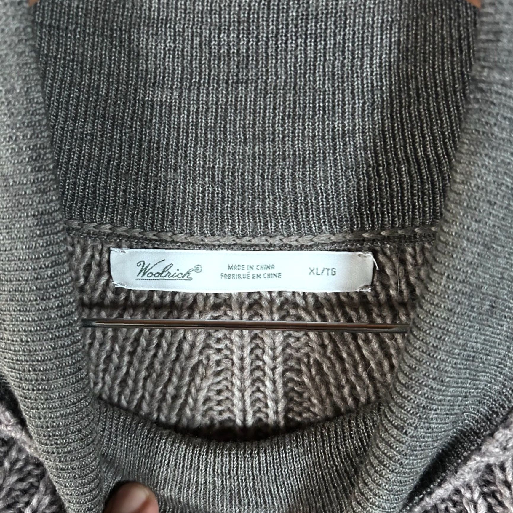 Vintage Woolrich Womens XL Gray Chevron Knit Layered Look Mock Neck Sweater Wool Blend Size XL / US 12-14 / IT 48-50 - 2 Thumbnail