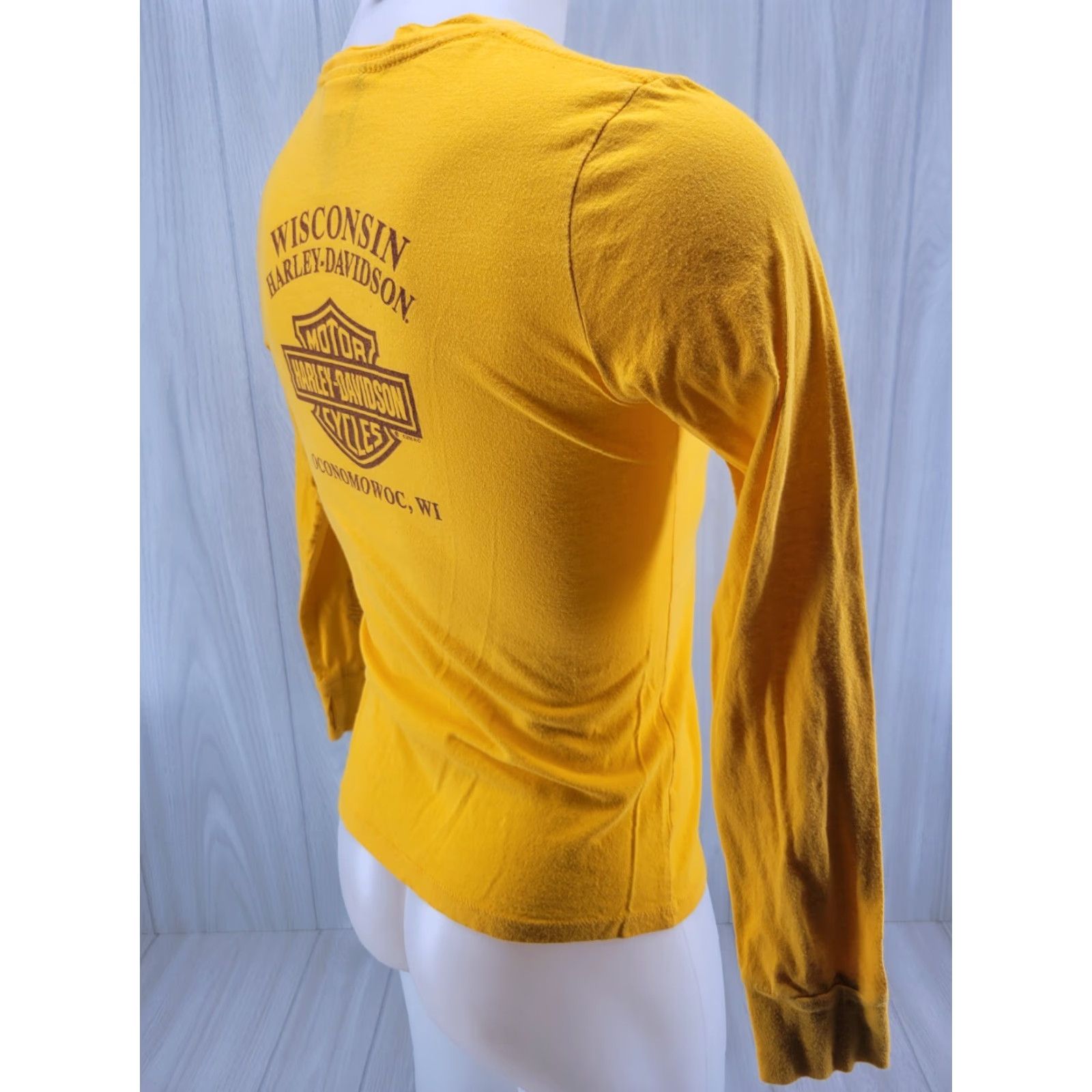 Harley Davidson VINTAGE Wisconsin Harley-Davidson LS Shirt Womens M V Neck Yellow Orange Harley-Davidson Shirt Ladies Medium Gold Size M / US 6-8 / IT 42-44 - 7 Thumbnail