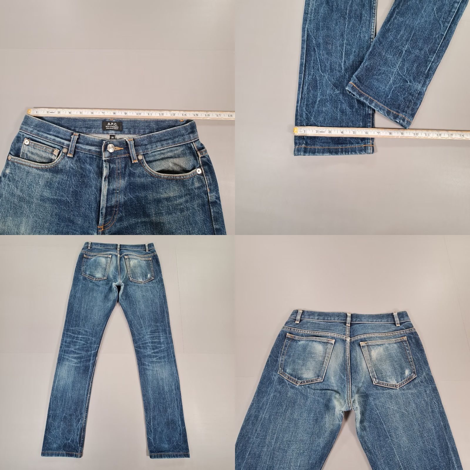 A.P.C. VINTAGE APC Jeans Blue W29 L32 Selvedge Petit Standard Denim Straight Leg Mens Size US 29 - 8 Thumbnail