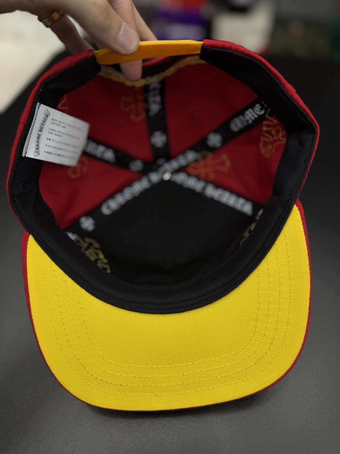 Chrome Hearts Chrome Hearts Red/Yellow Leather Cross Logo SnapBack New Size ONE SIZE - 10 Thumbnail