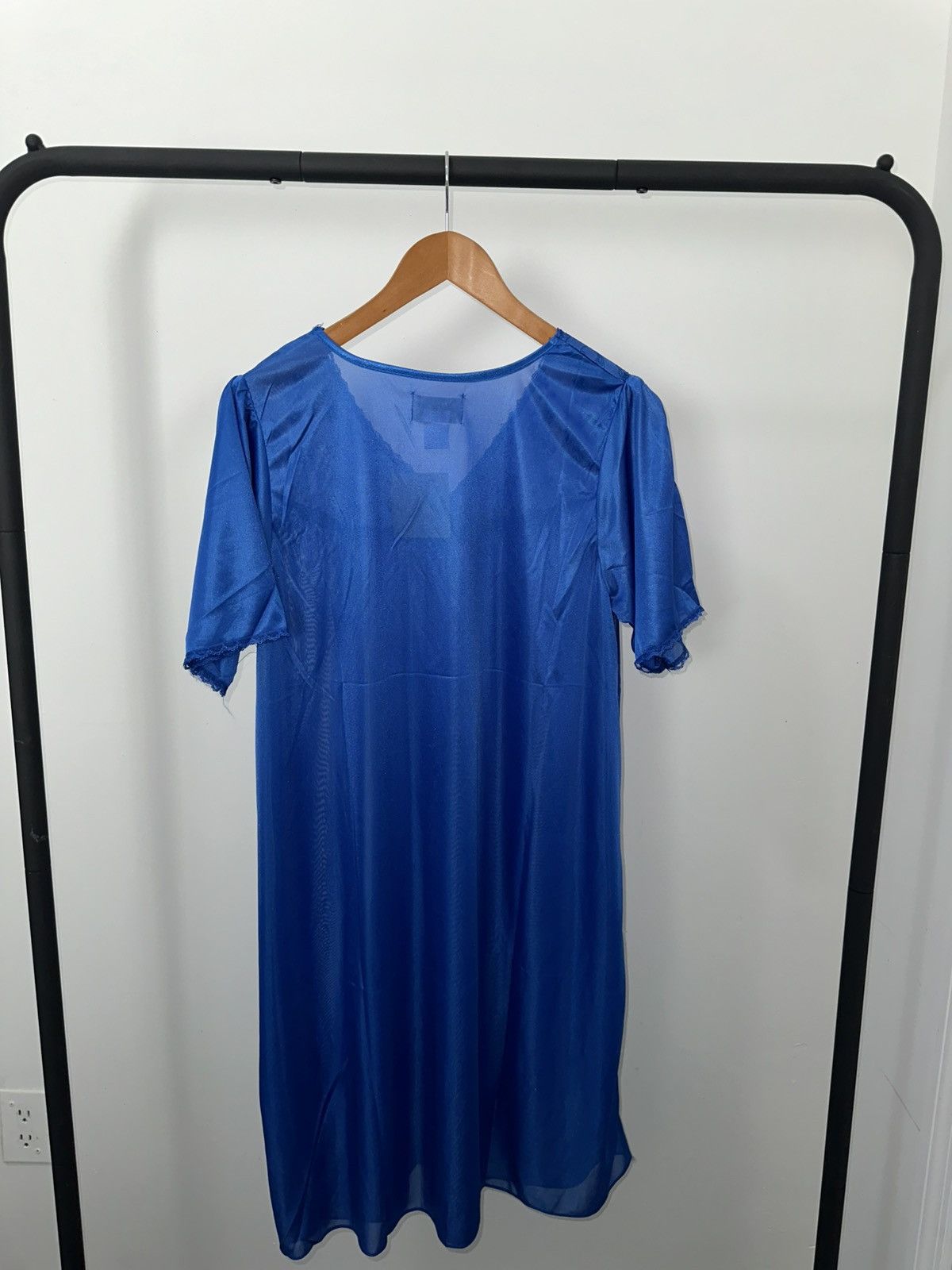 Vintage Vintage 80s Blue sheer lace floral Lounge dress New Size M / US 6-8 / IT 42-44 - 4 Thumbnail
