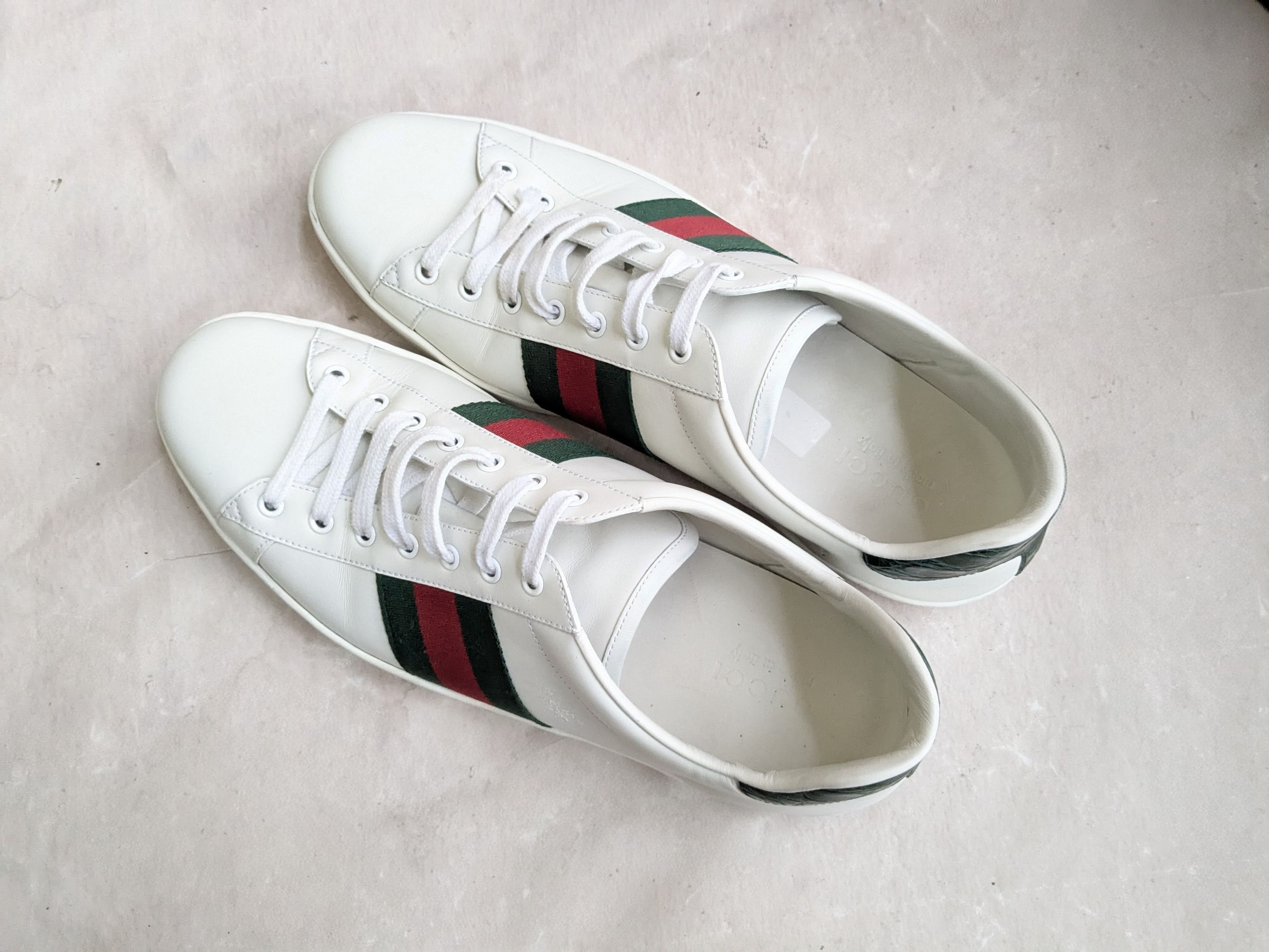 Gucci Gucci Ace Sneakers White 13.5 Red Low Tops Canvas Logo GG Size US 13 / EU 46 - 13 Thumbnail
