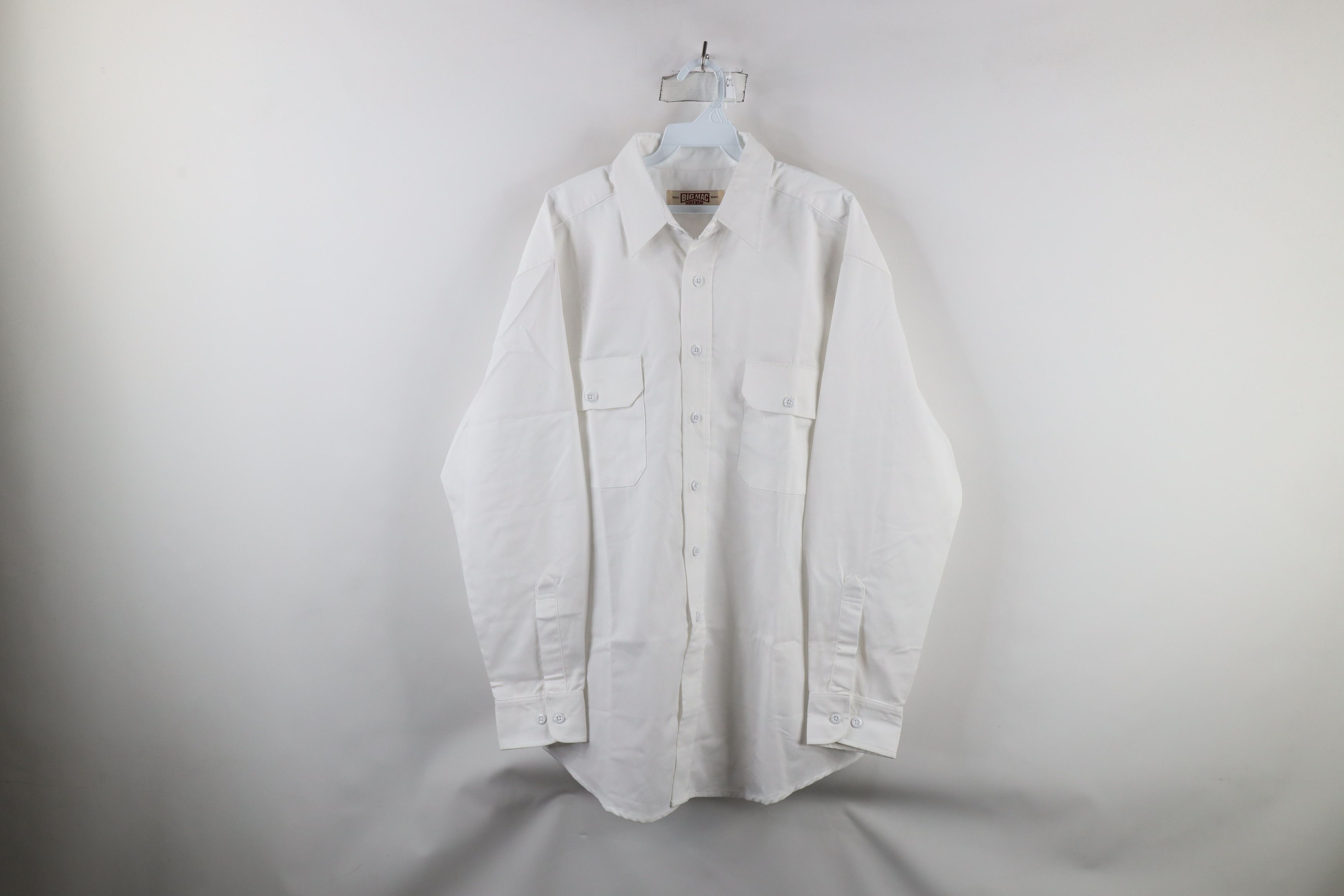 Big Mac × Vintage Vintage 90s Big Mac Mechanic Collared Button Shirt White Size US L / EU 52-54 / 3 - 1 Thumbnail