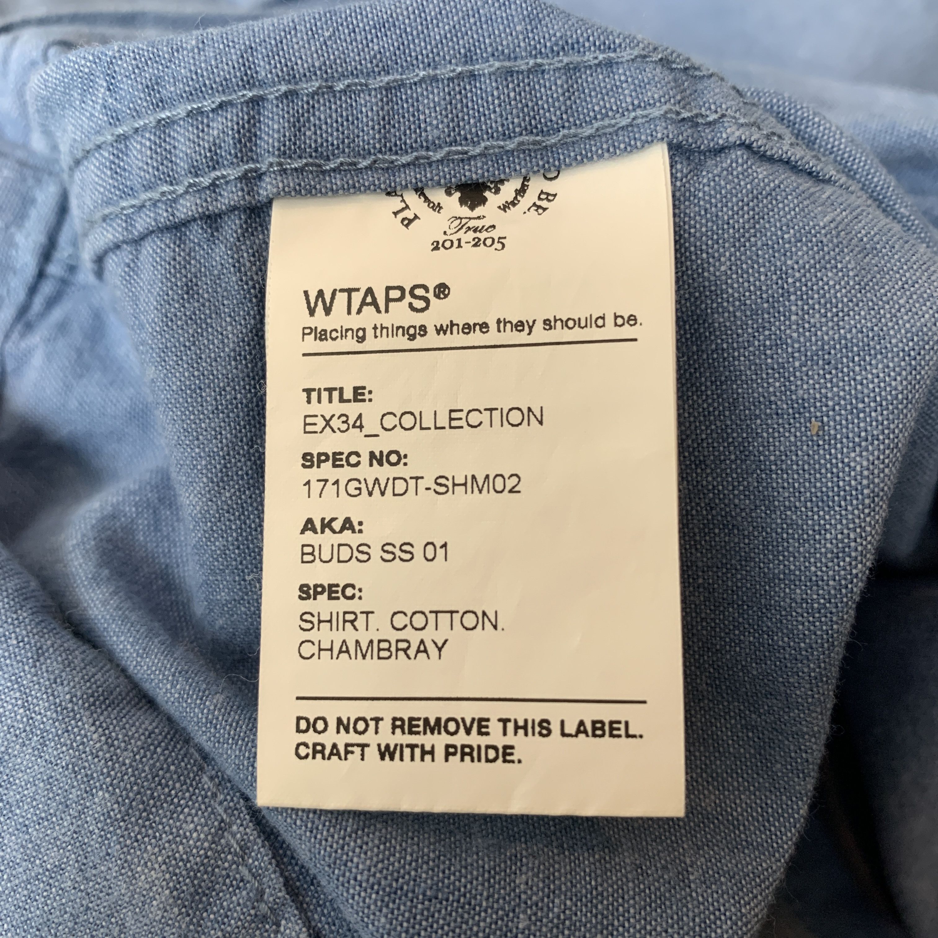 Wtaps Wtaps Buds Ss 01 Shirt Cotton Chambray Size US L / EU 52-54 / 3 - 8 Thumbnail