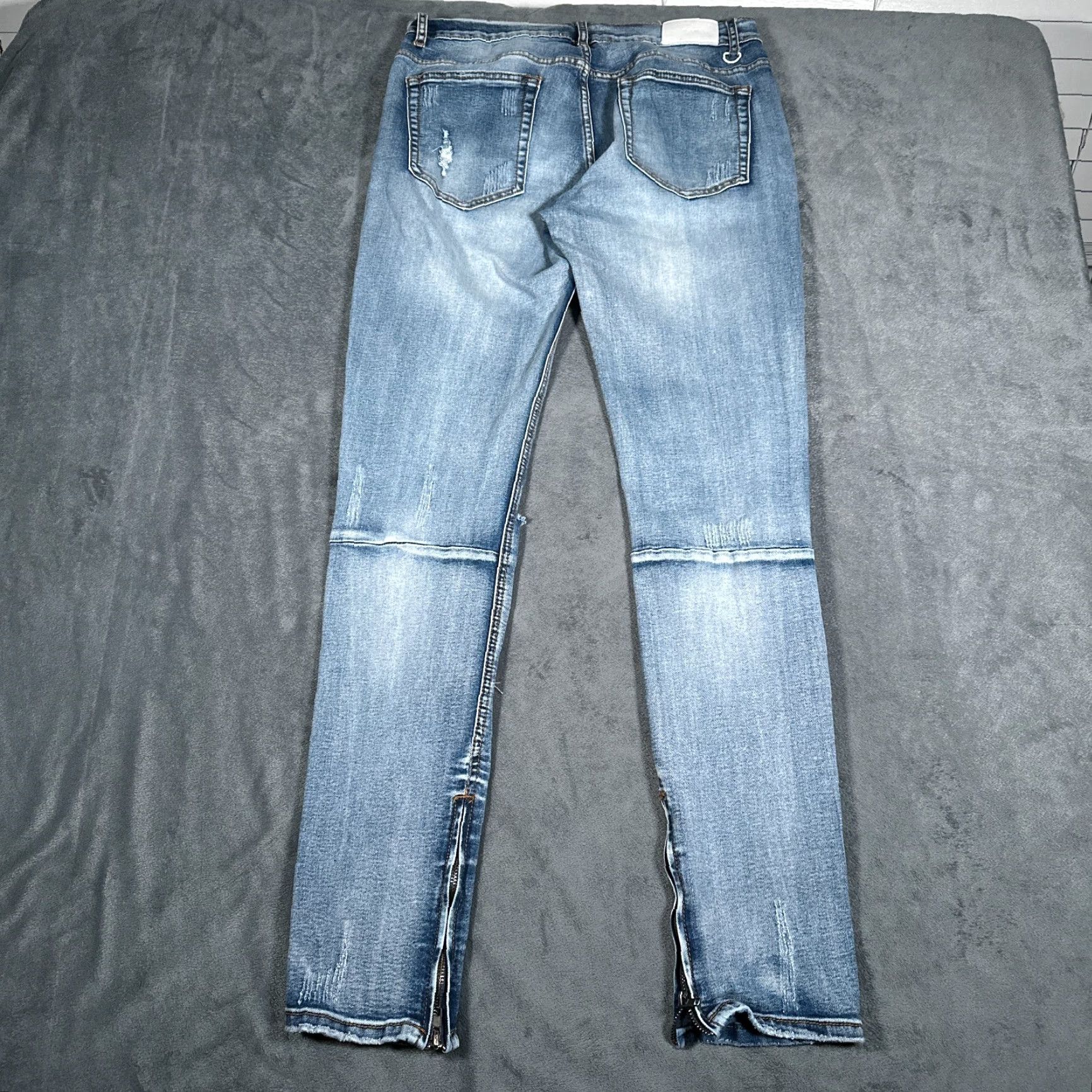 Vintage KDNK Men's Jeans 30x32 Blue Skinny Slim Distressed Stretch Ankle Zips Size US 30 / EU 46 - 7 Thumbnail