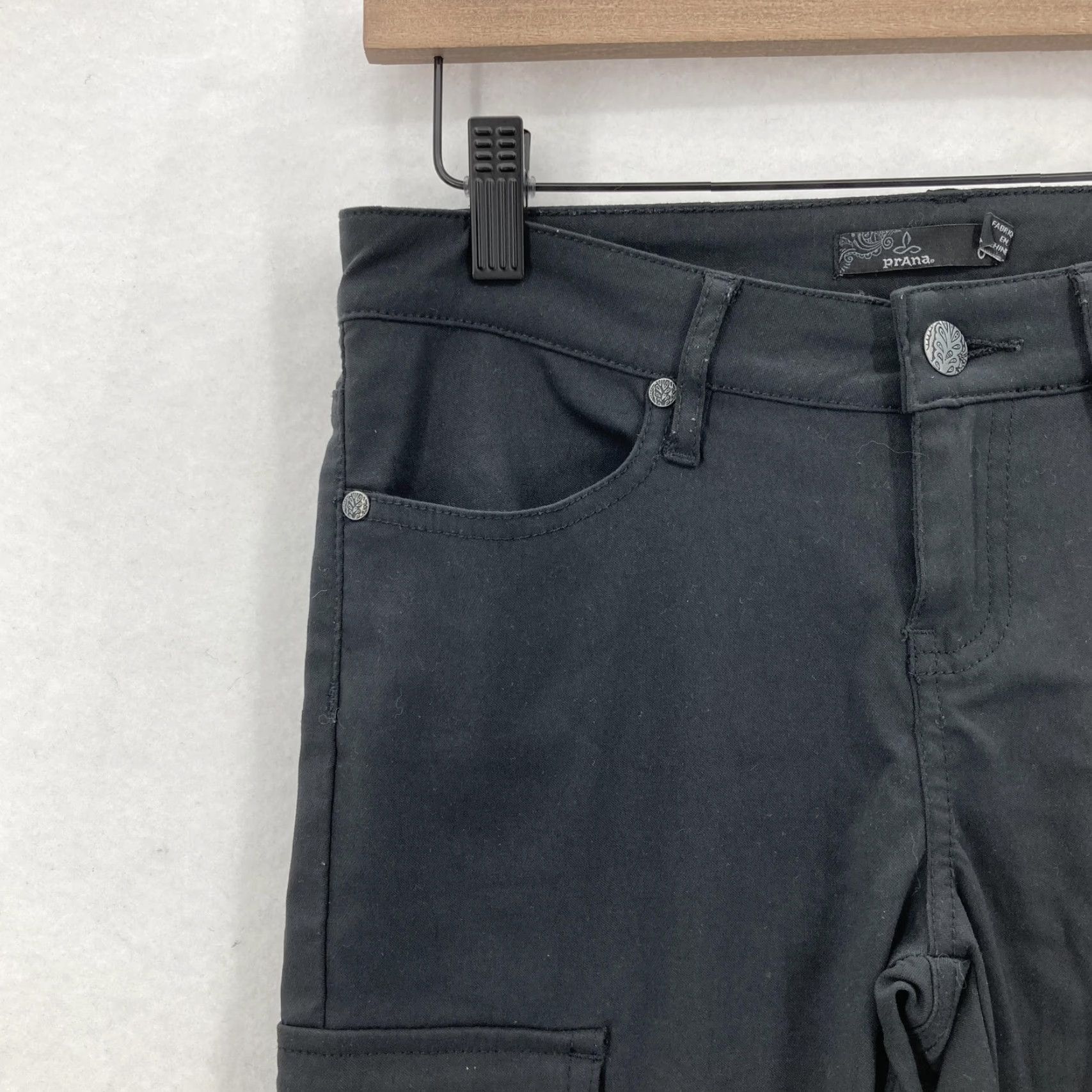 Prana prAna Meme Pants Womens 0 Black Skinny Stretch Nylon Cargo Utility Outdoor Hike Size 25" / US 0 / IT 36 - 3 Thumbnail