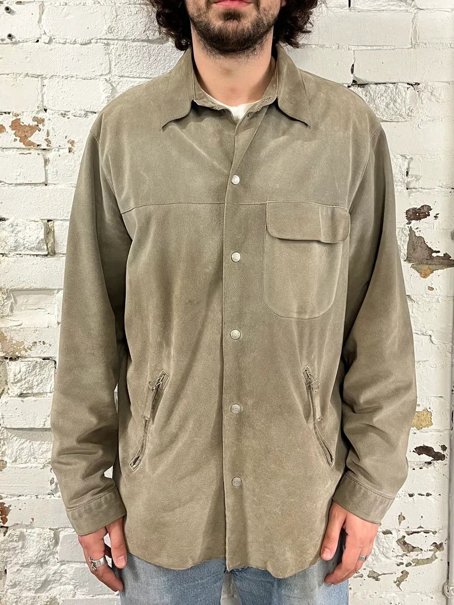 Armani 1990s Armani Beige Suede Leather Shirt Size US L / EU 52-54 / 3 - 1 Thumbnail