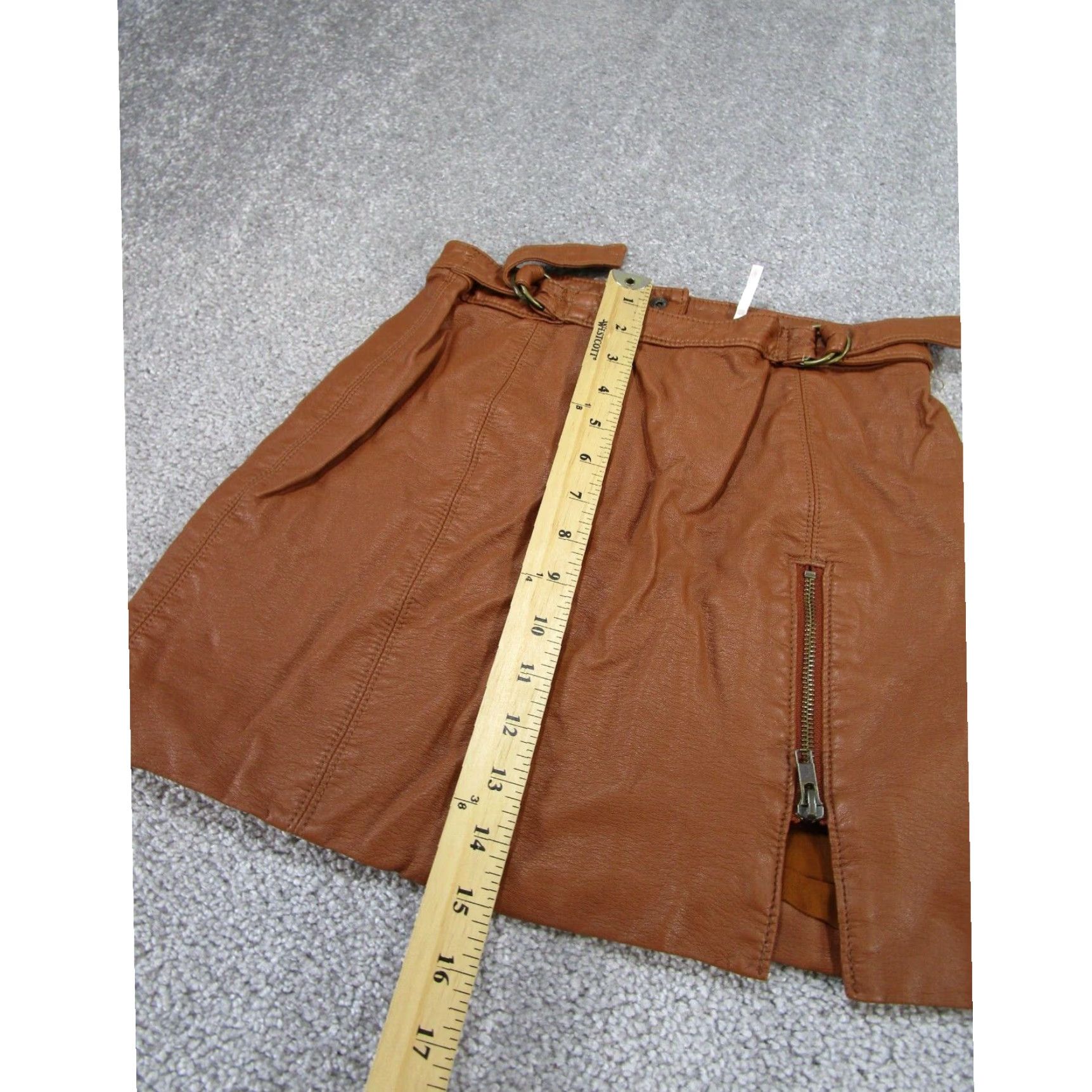 Free People Free People Womens Brown Faux Leather A Line Skirt 0 Size 25" / US 0 / IT 36 - 3 Thumbnail