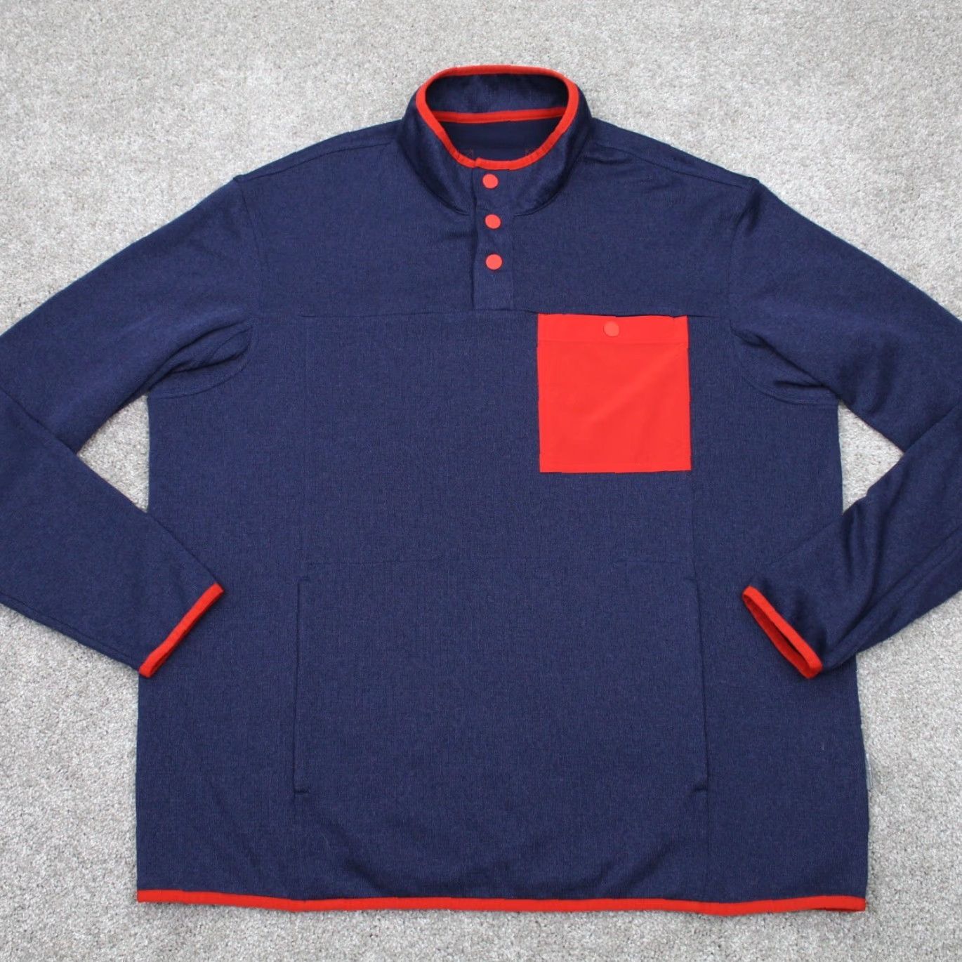 Vintage Duluth Mens Large Blue/Red Snap Sweatshirt Pullover Knit 1/4 Zip Pockets Relaxed Fit L/S Casual/Workwear Size US L / EU 52-54 / 3 - 2 Thumbnail