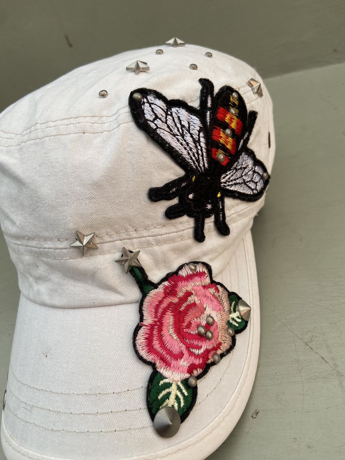 If Six Was Nine 2000s star floral embroidery studded patrol hat Size ONE SIZE - 3 Thumbnail