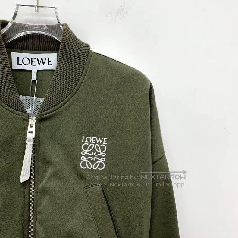 Loewe Loewe Dark Green Logo Embroidered Stand Collar Zip Long Sl Size S / US 4 / IT 40 - 3 Thumbnail
