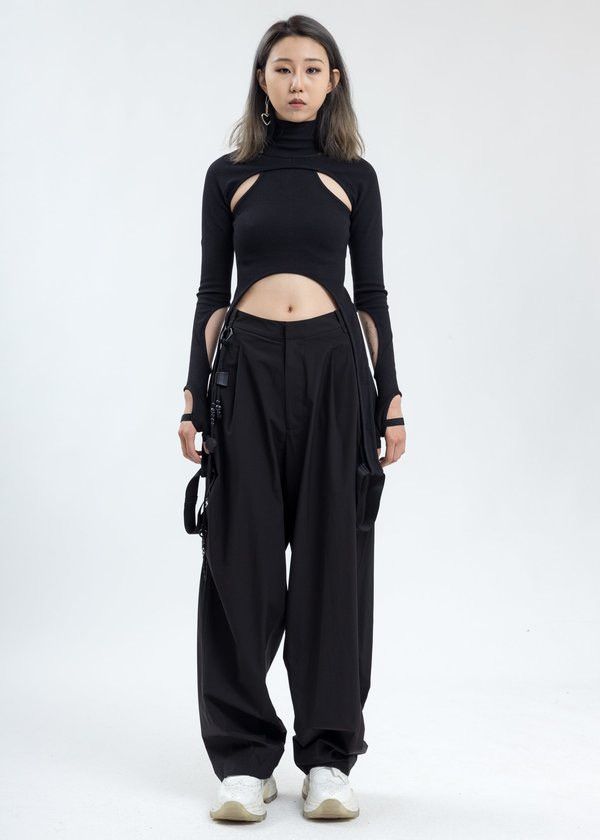 Hyein Seo $450 Hyein Seo chained wide leg pants in black Size 25" / US 0 / IT 36 - 3 Thumbnail