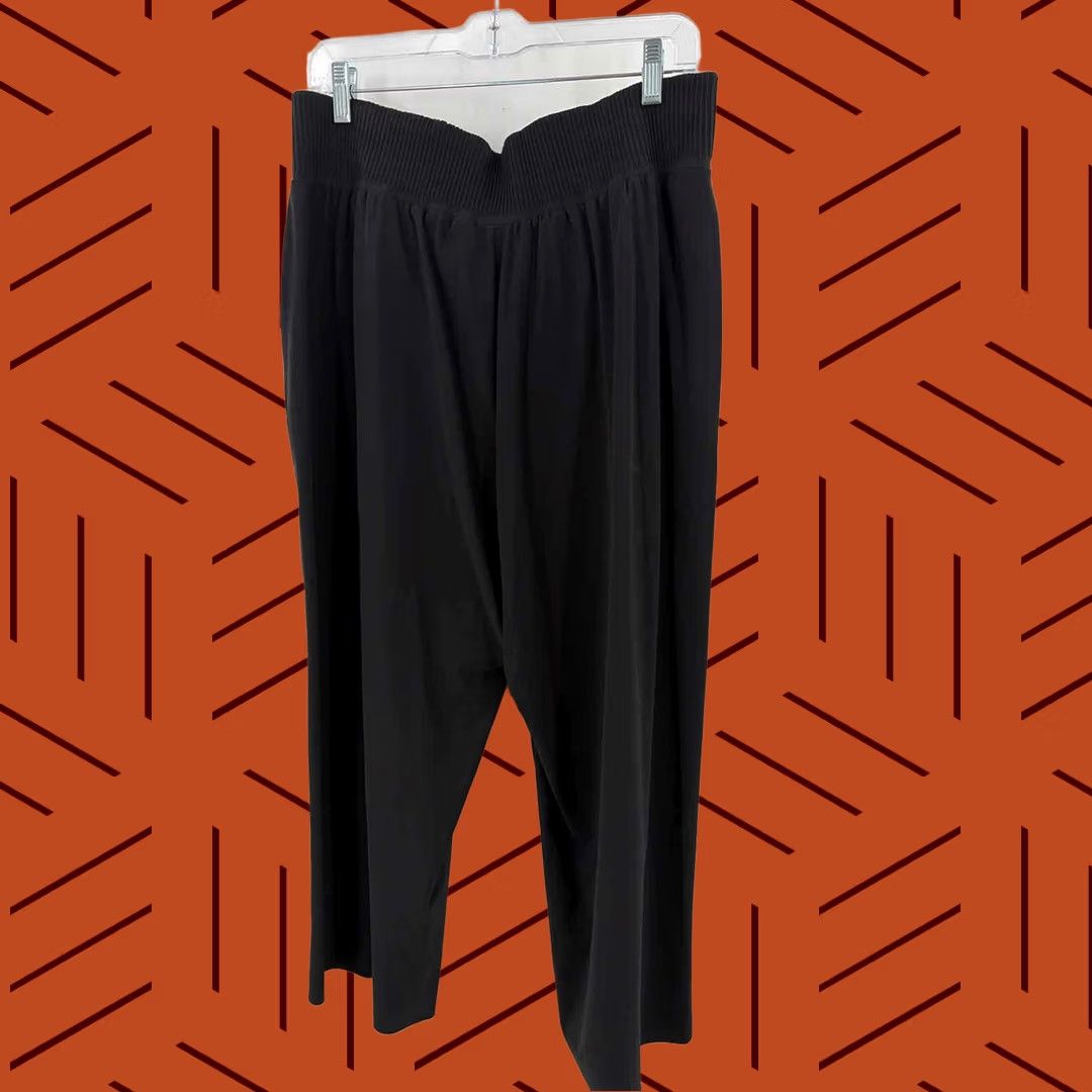Athleta Athleta Black Large Wide Leg Pull On Pants Size 36" / US 14 / IT 50 - 1 Thumbnail
