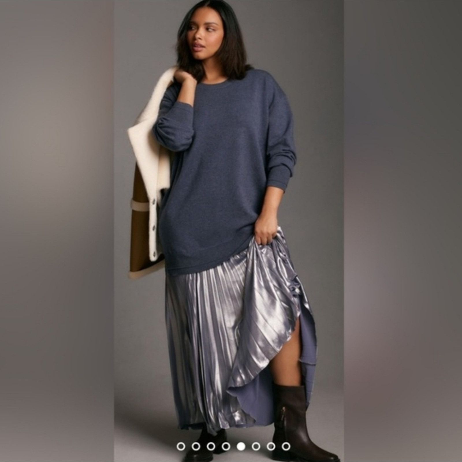 Anthropologie Anthropologie Pleated Twofer Sweater Midi Dress 1X Size XL / US 12-14 / IT 48-50 - 1 Thumbnail