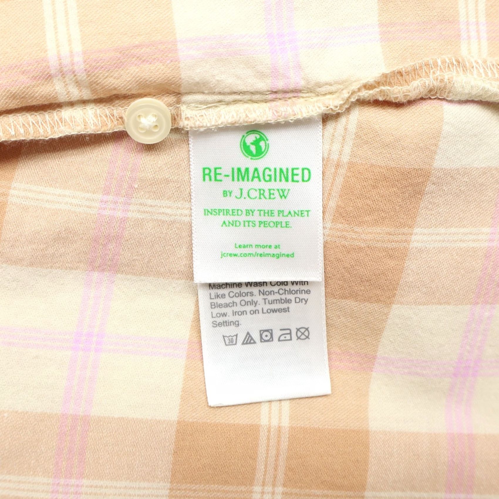 J.Crew J. Crew Shirt Womens Plaid Flannel Peach Pink Size L Cotton Light 100% Button Collar Casual Regular Long Sleeve Balloon Sleeve Vintage No Size L / US 10 / IT 46 - 4 Thumbnail