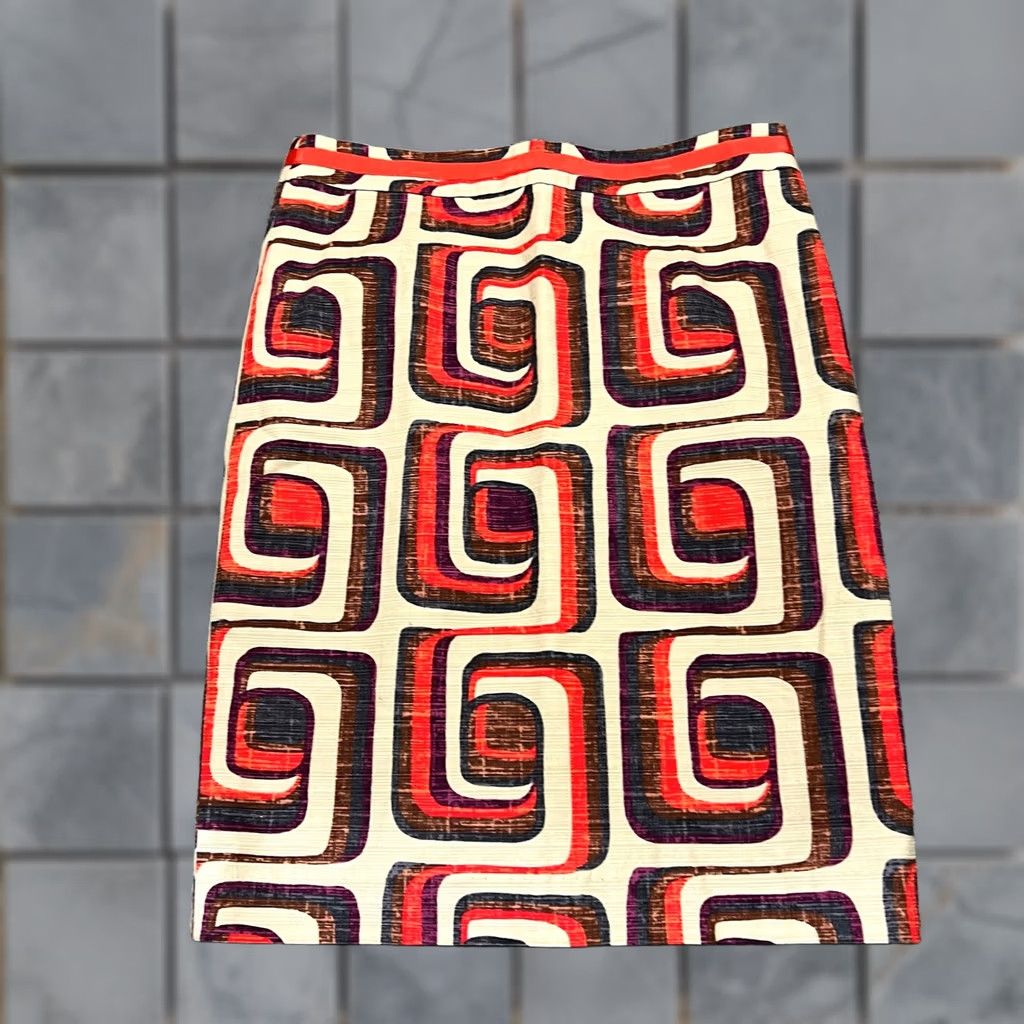 Boden Boden Skirt Womens 8 Print Modern Pencil Skirt Knit Length Cotton Blend Cream Knee Length Womens Size 30" / US 8 / IT 44 - 1 Thumbnail