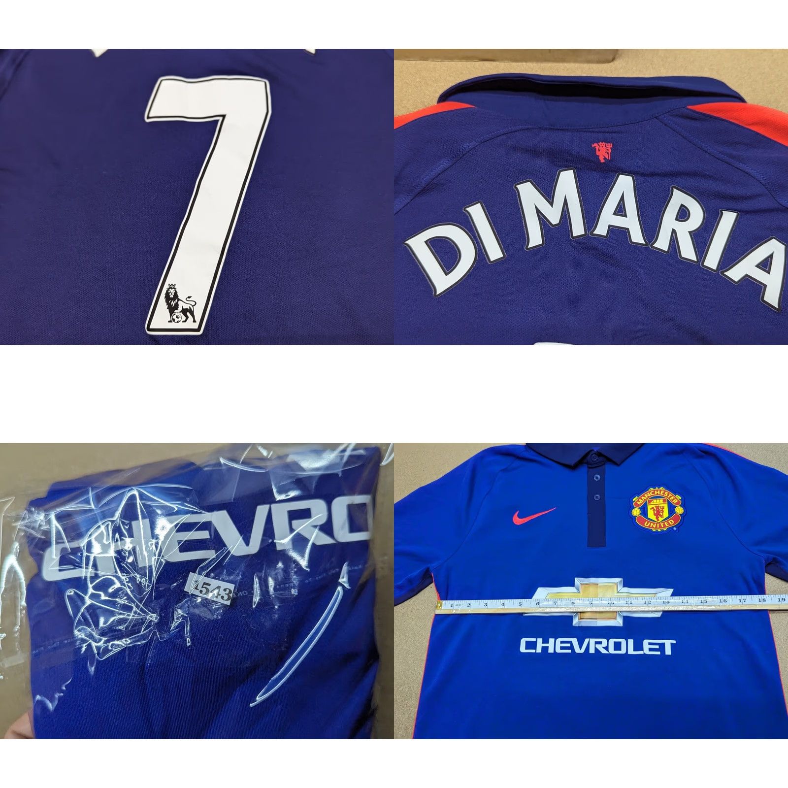 Nike Nike Manchester United #7 Di Maria 2014 2015 Third Mens Football Jersey M Blue Short Sleeve Pullover Round Neck Athletic Jersey Mens Football Shirt Size US M / EU 48-50 / 2 - 9 Thumbnail