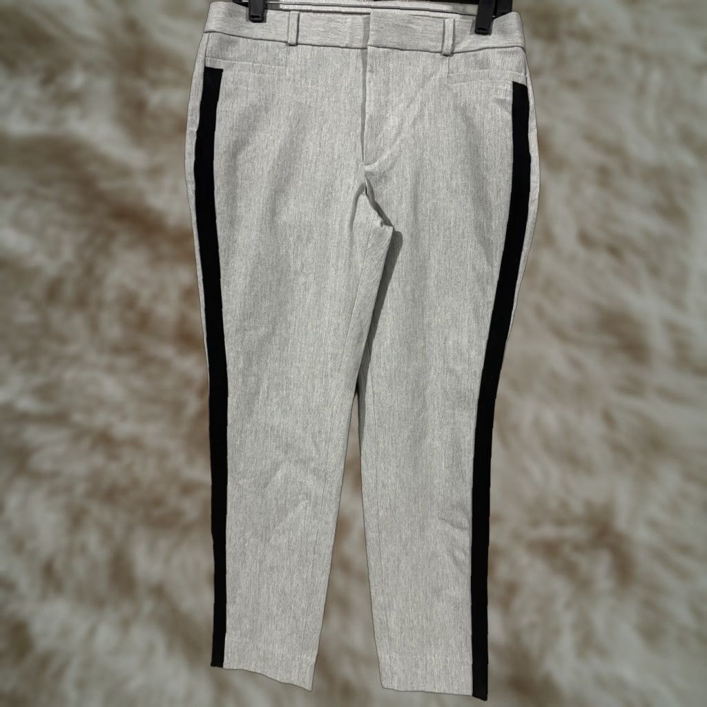 Banana Republic Banana Republic Sloan Gray Black Stripes Ankle Pant Sz 8 Mid Rise Regular Pockets Cotton Blend Women Size 30" / US 8 / IT 44 - 1 Thumbnail