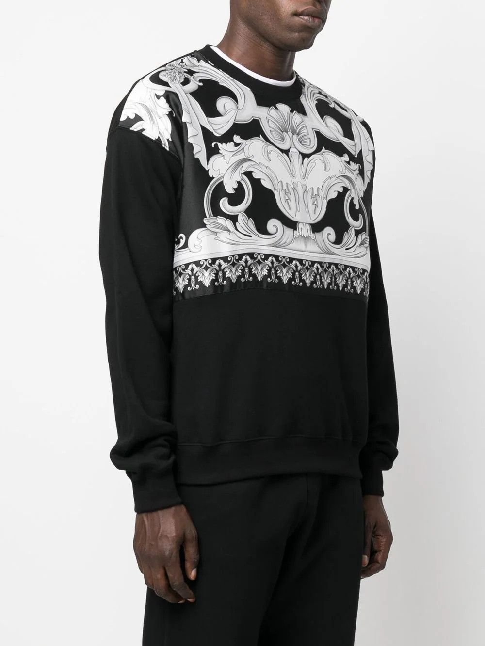 Versace VERSACE black panelled baroque print sweatshirt Medium Size US M / EU 48-50 / 2 - 3 Thumbnail