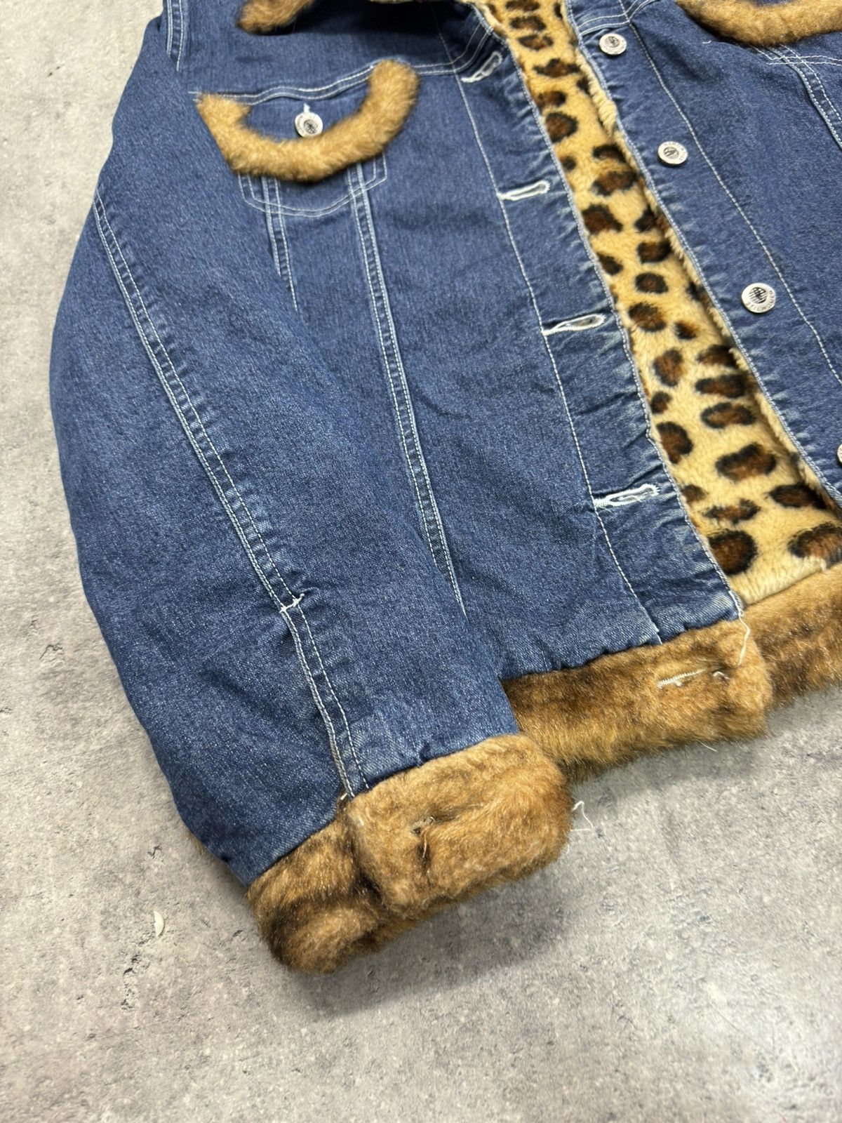 If Six Was Nine ᶠᵃⁿᶜʸᵍᵘʸ Faux Fur Collar Denim Jacket Boxy Vintage Y2K Size US M / EU 48-50 / 2 - 2 Thumbnail