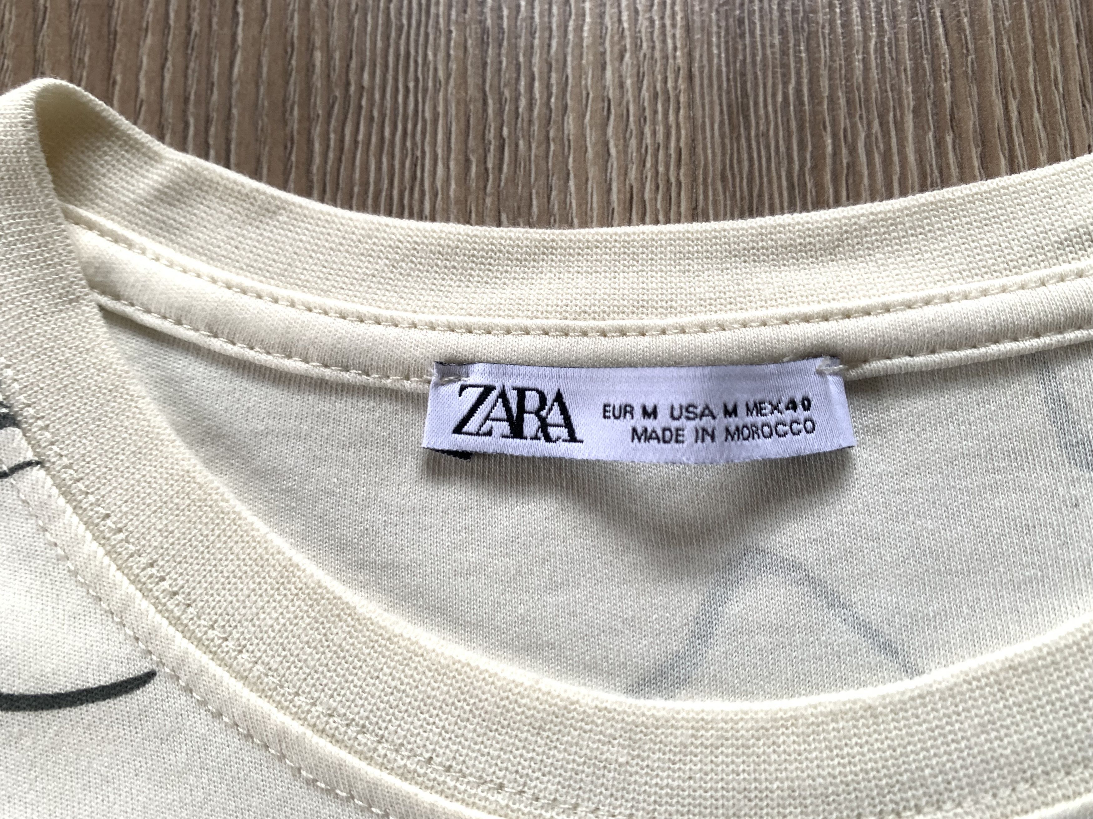 Zara Zara Beige Cotton Printed T Shirt Size US M / EU 48-50 / 2 - 5 Thumbnail