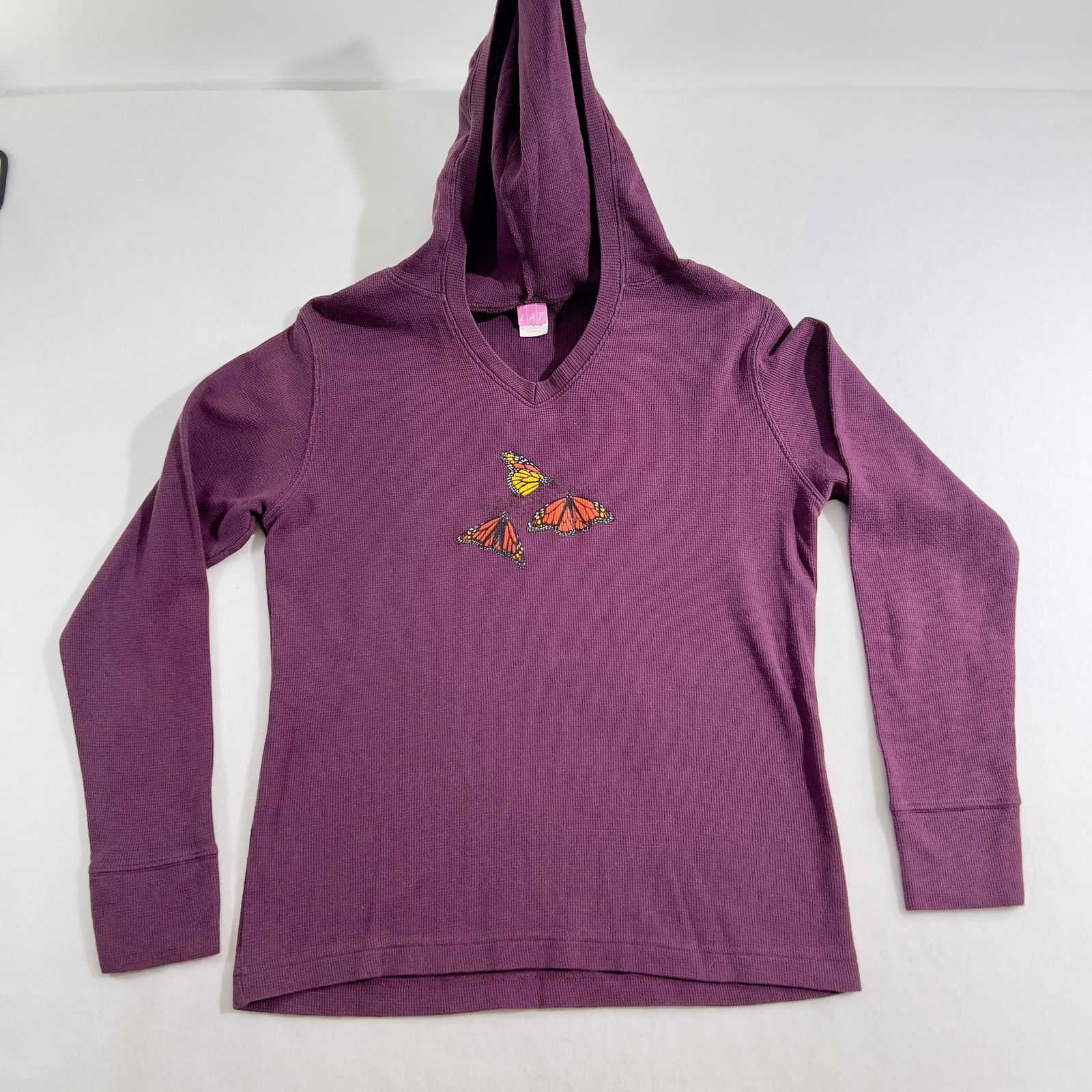 Other Waffle Weave Hoodie LAT Woman's M Purple w/ Butterfly Print Size M / US 6-8 / IT 42-44 - 1 Thumbnail