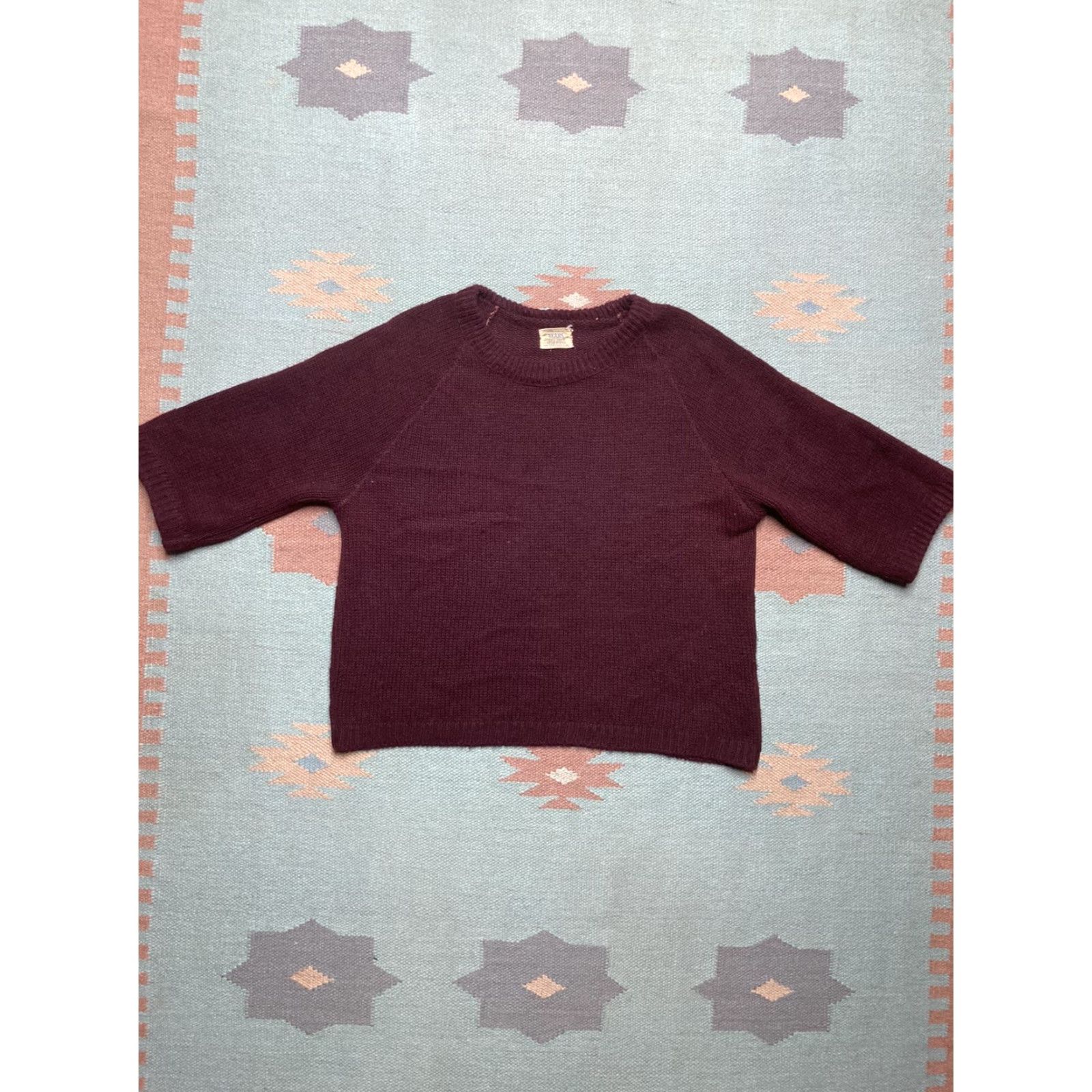 Sears VINTAGE Sears Knit Sweater Orlon Acrylic Red Maroon Half Sleeve Large Boxy (60s) Mens L Size L / US 10 / IT 46 - 2 Thumbnail