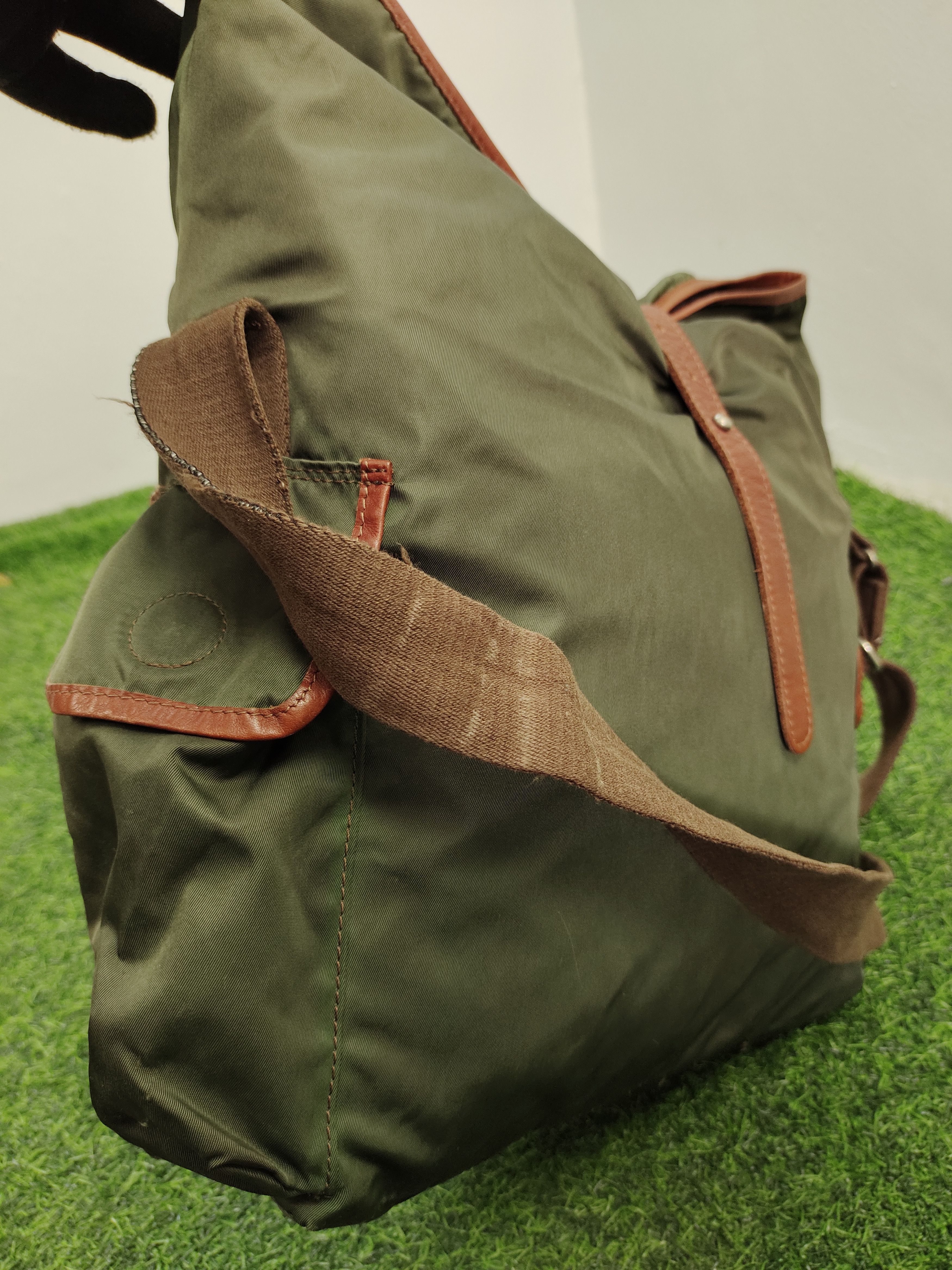 Hysteric Glamour Vintage Orobianco Olive Green Nylon Leather Trim Sling Bag Size ONE SIZE - 9 Thumbnail