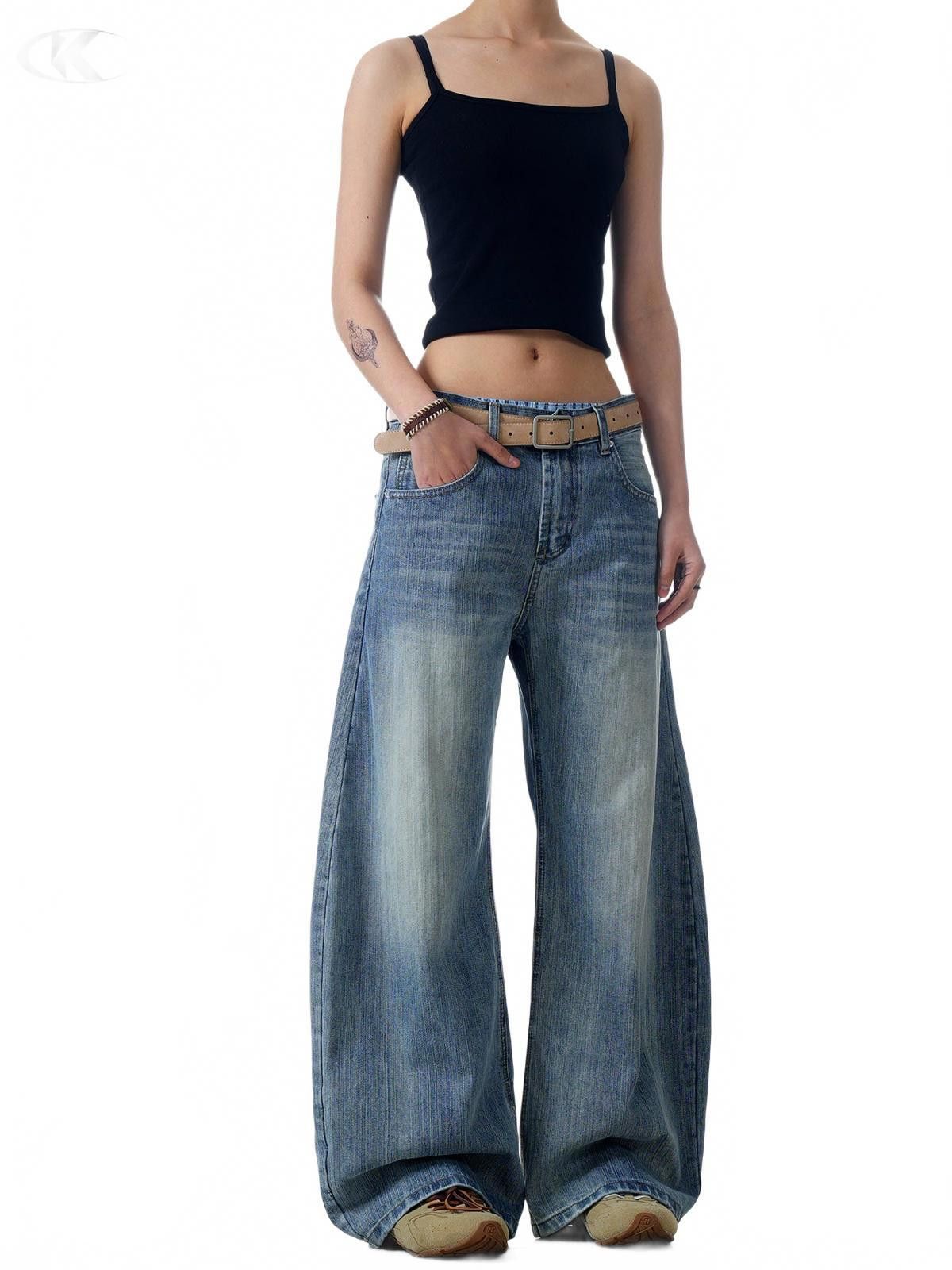 Japanese Brand Light Blue Wide Leg Denim Jeans, Vintage Style Jeans Size US 32 / EU 48 - 1 Thumbnail