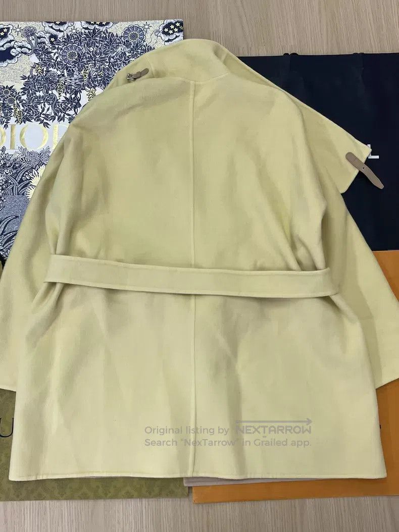 Hermes Hermes Chicken Yellow Color-Blocked Cashmere Overcoat, A B Size XS / US 0-2 / IT 36-38 - 3 Thumbnail