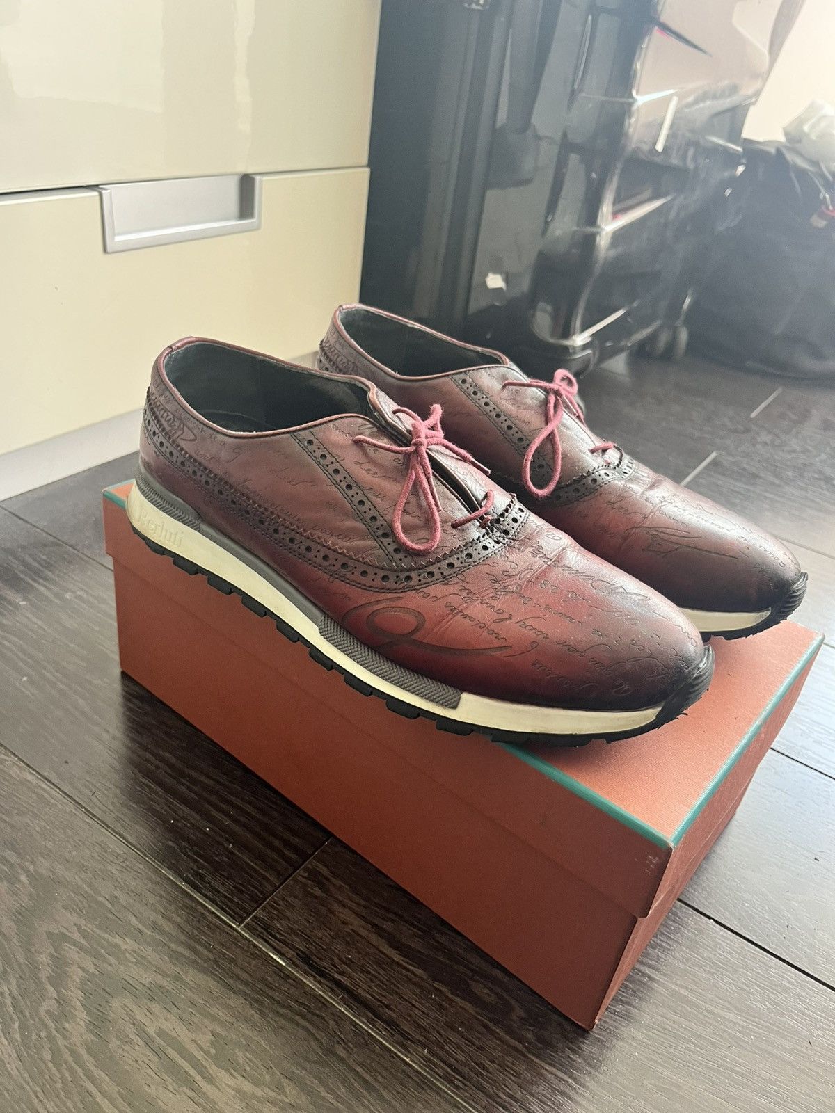 Berluti Berluti brown/maroon leather trainers uk 9 eu 43 Size US 10 / EU 43 - 1 Thumbnail