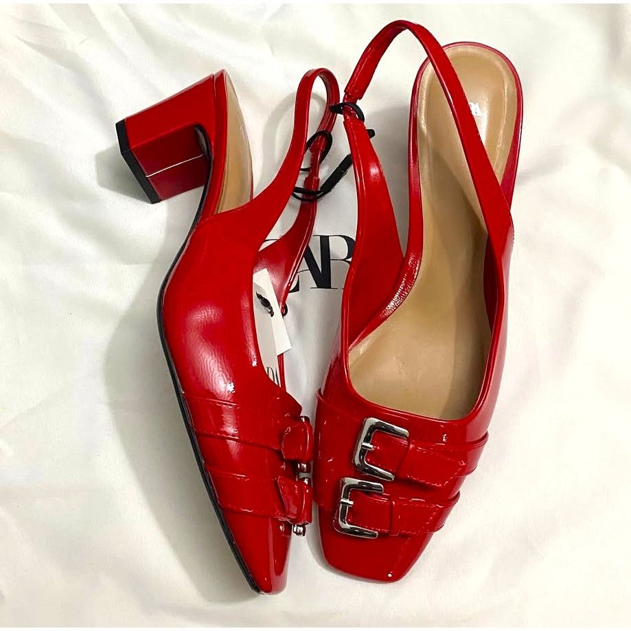 Zara ZARA Red Patent Slingbacks NWT Size US 7.5 / IT 37.5 - 9 Thumbnail